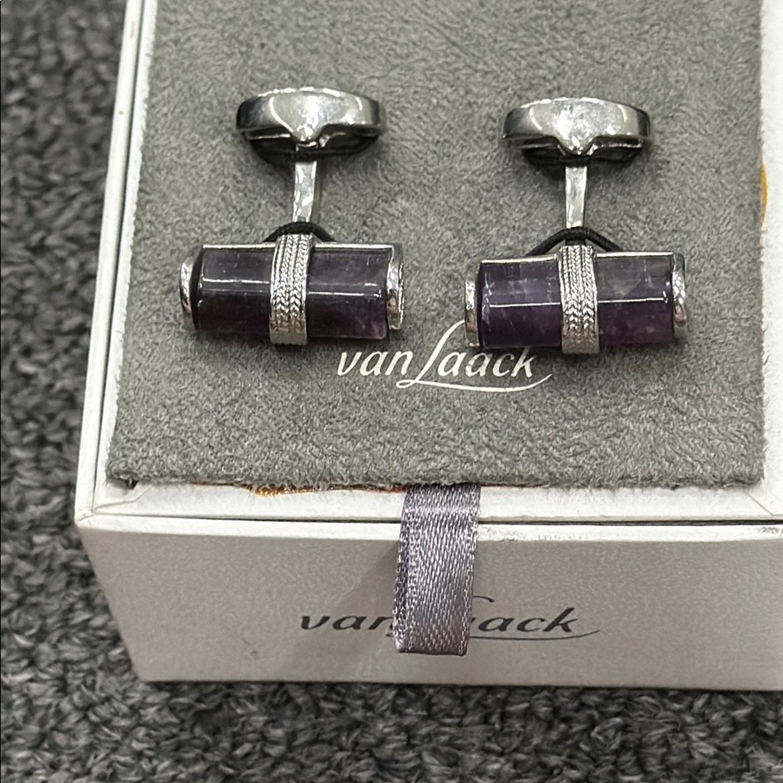 NWT Van laack Silver and Purple Cufflinks