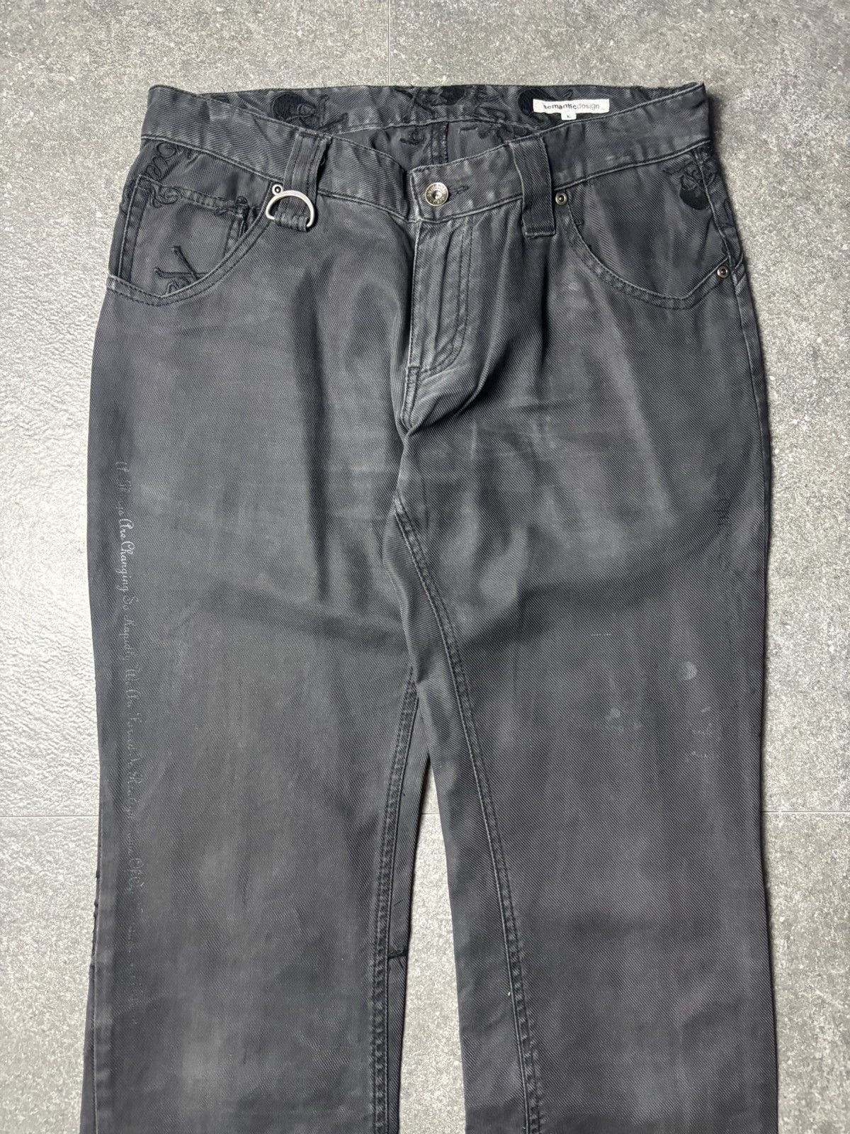 If Six Was Nine 2000s Semantic Design Vkei Skull Poem Faded Pants Size US 30 / EU 46 - 8 Thumbnail