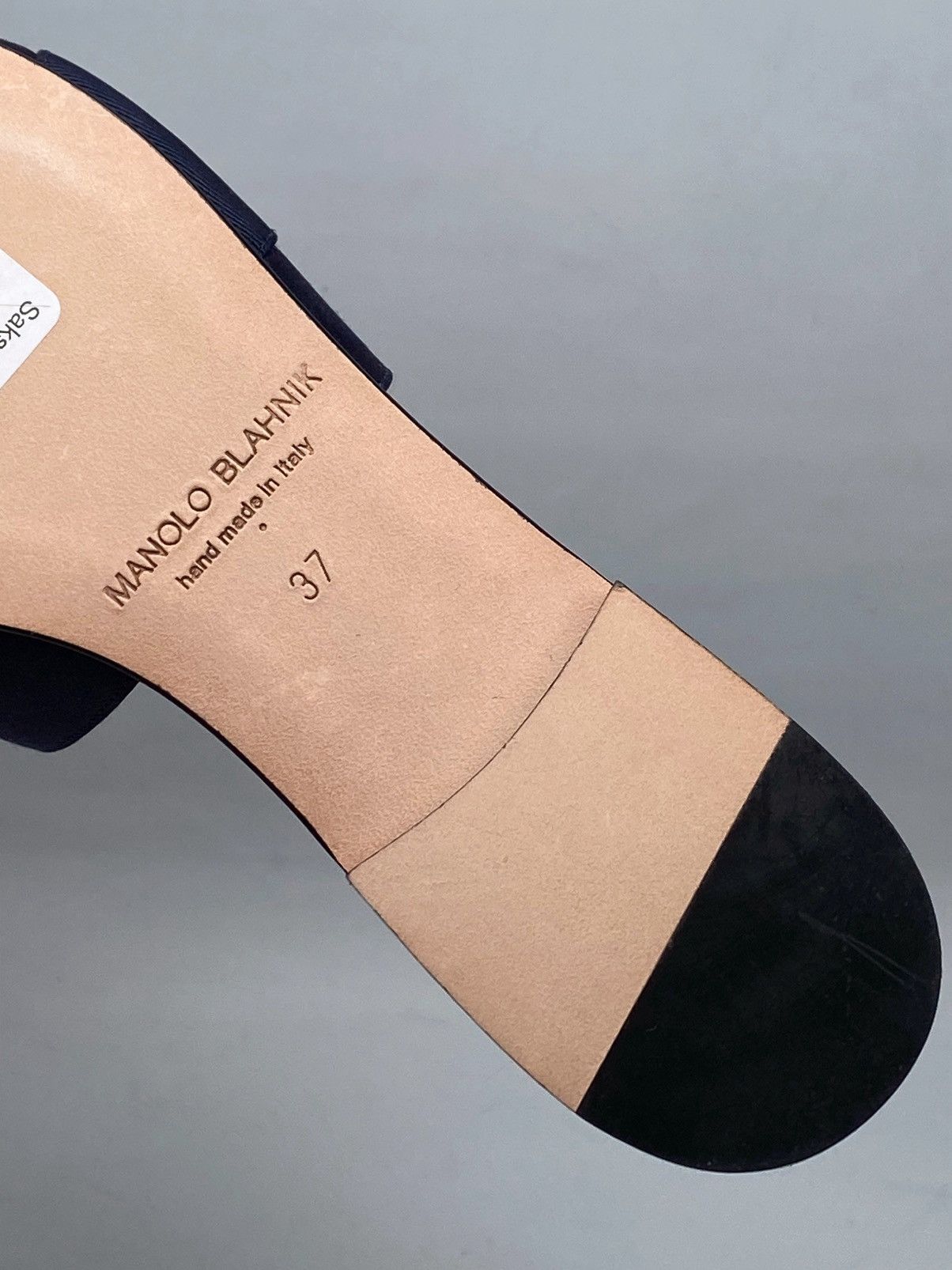 Manolo Blahnik Manolo Blahnik Navy Satin Jewel Buckled Flat Sandals size 37 Size US 7 / IT 37 - 12 Thumbnail