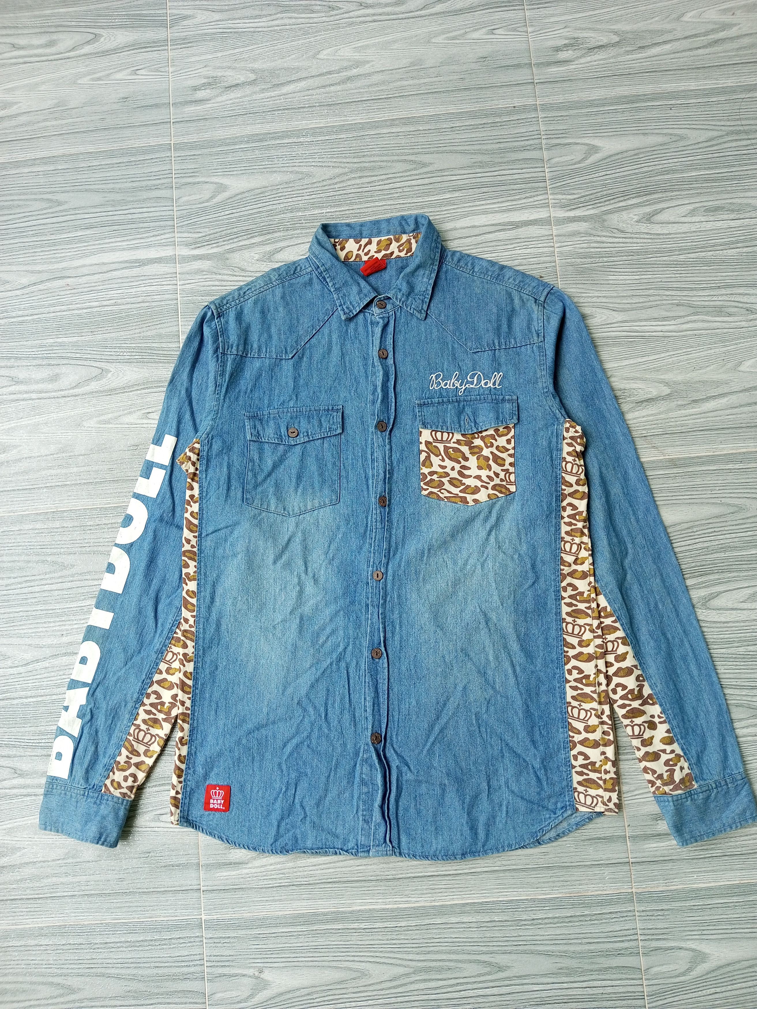 Japanese Brand 💥CRAZY💥 BABY DOLL DENIM + CAMO LONG SLEEVE BAPE STYLE Size US L / EU 52-54 / 3 - 1 Thumbnail
