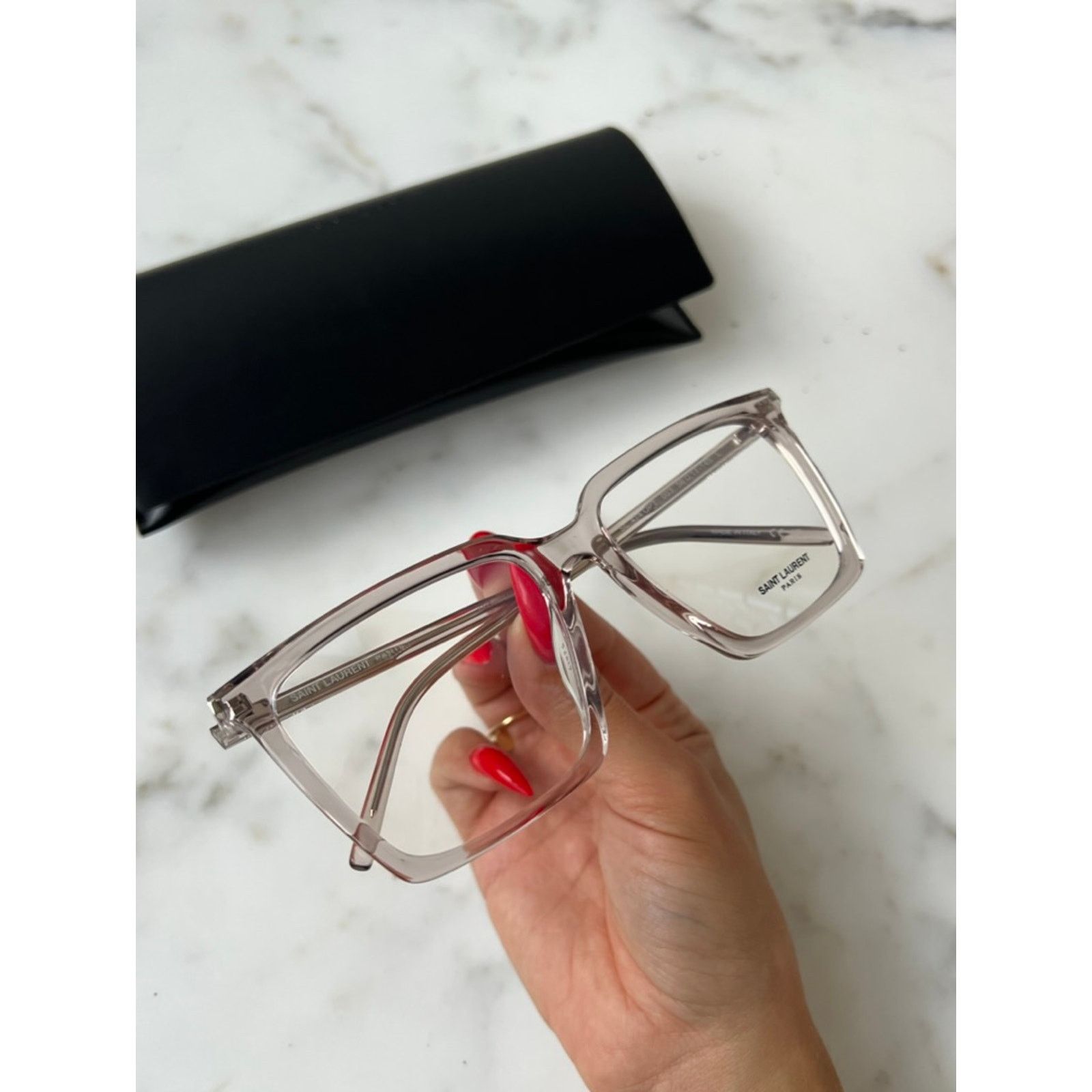 Saint Laurent Paris NEW Saint Laurent SL474 Opt Nude Clear Square Frames Size ONE SIZE - 4 Thumbnail