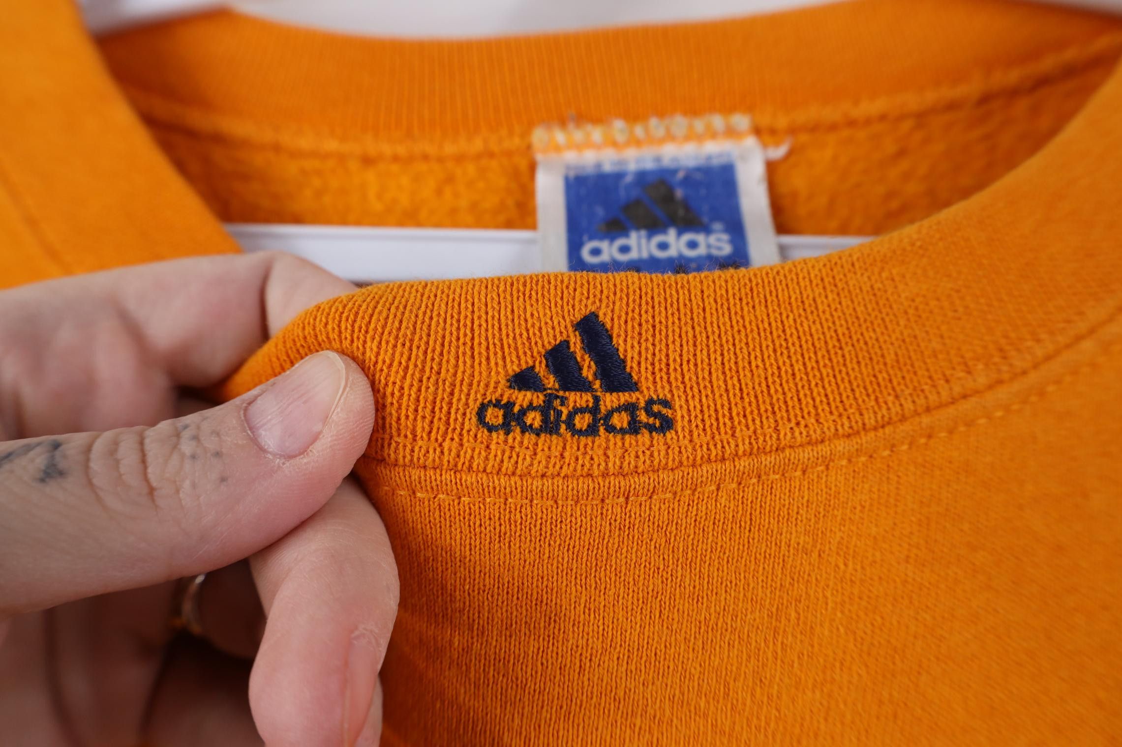 Adidas Vintage 90s Adidas Spell Out Center Logo Sweatshirt Orange Size US XL / EU 56 / 4 - 4 Thumbnail