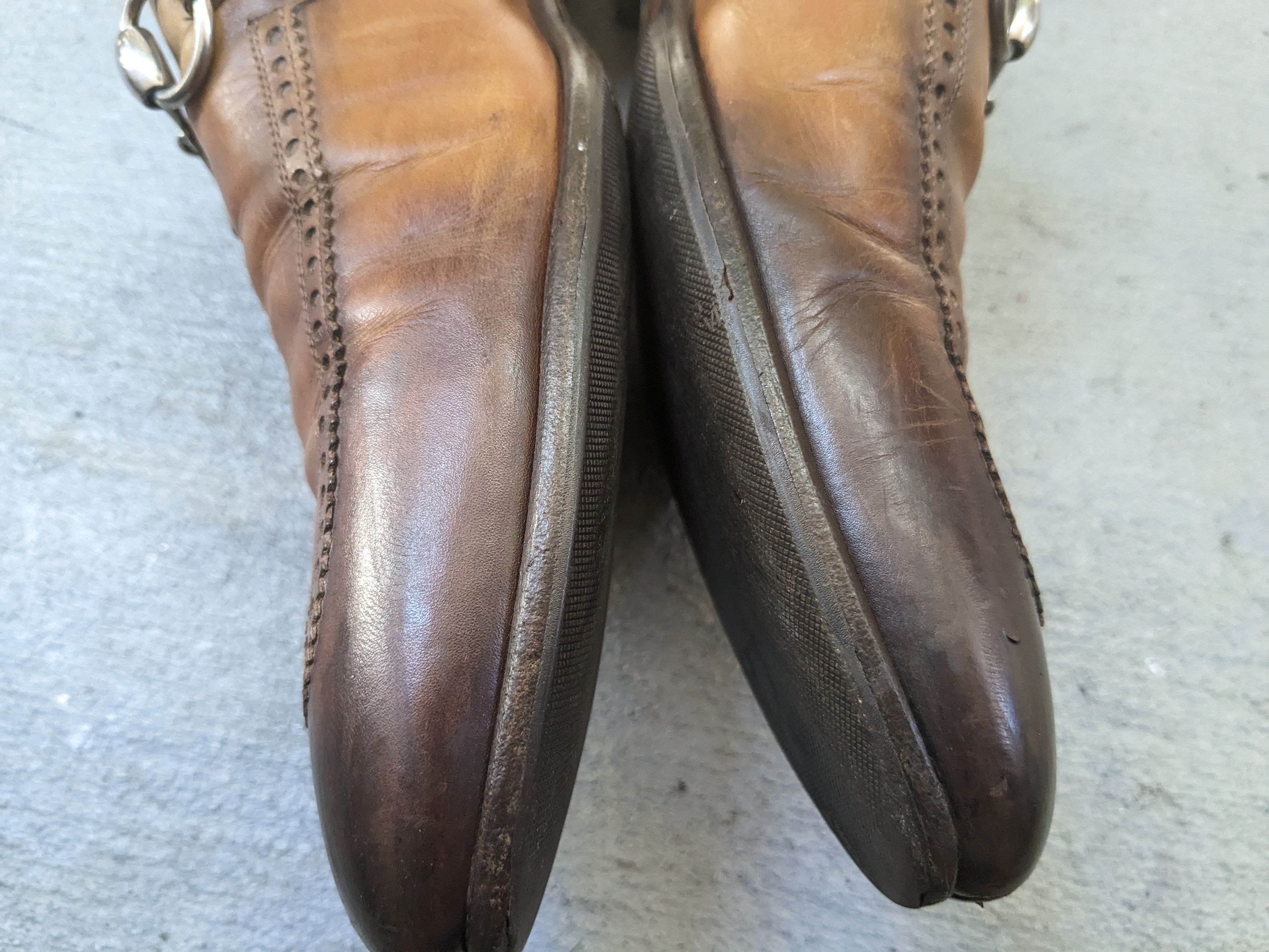 Gucci × Vintage Gucci Loafers Brown 9 Slip Ons Buckle GG Ombre Patina Size US 9 / EU 42 - 13 Thumbnail