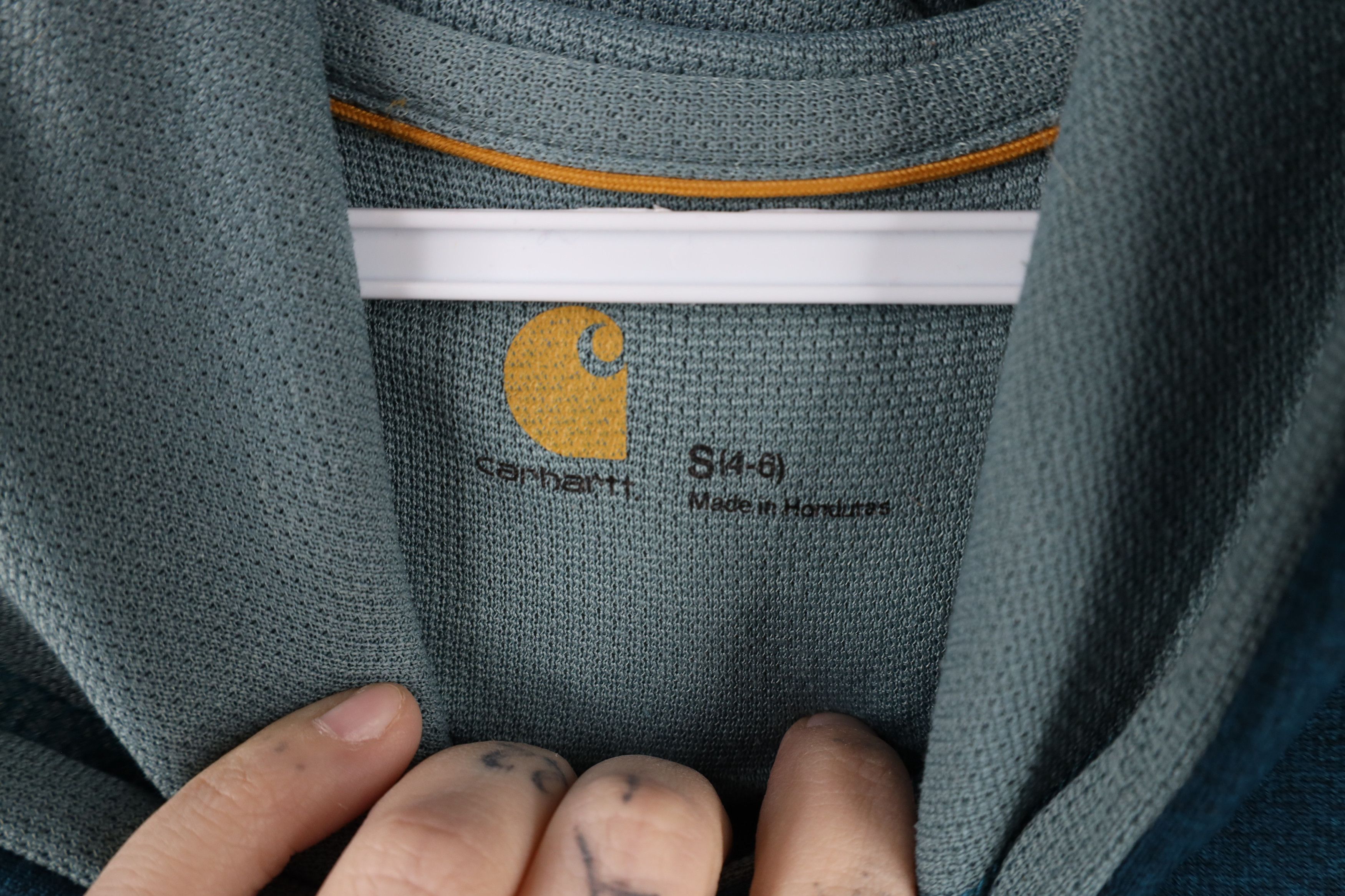 Carhartt × Vintage Vintage Y2K Carhartt Knit Hoodie Sweatshirt Heather Blue Size S / US 4 / IT 40 - 7 Thumbnail