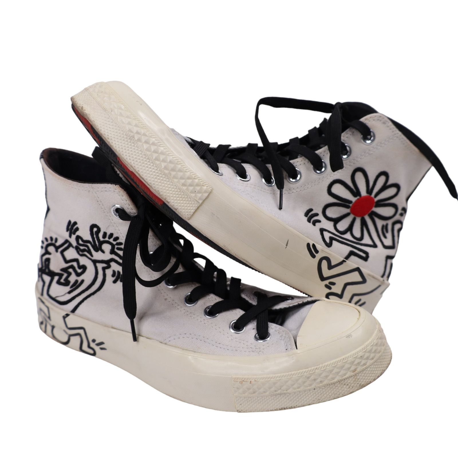 image of Converse x Keith Haring Embroidered Classic Sneakers in Cream, Men's (Size 8)