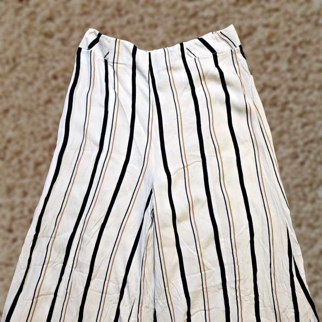 Anthropologie Anthropologie Ett Twa Pants Womens Size 8 White Striped Wide-Leg Capsule Neutral Size 30" / US 8 / IT 44 - 1 Thumbnail