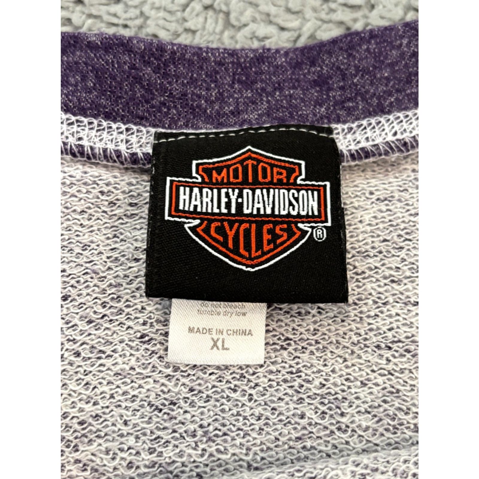 Harley Davidson Harley-Davidson Sweatshirt Womens XL Purple Cropped Wide Neck Off Shoulder Moto Logo Pullover Shirt Size XL / US 12-14 / IT 48-50 - 2 Thumbnail