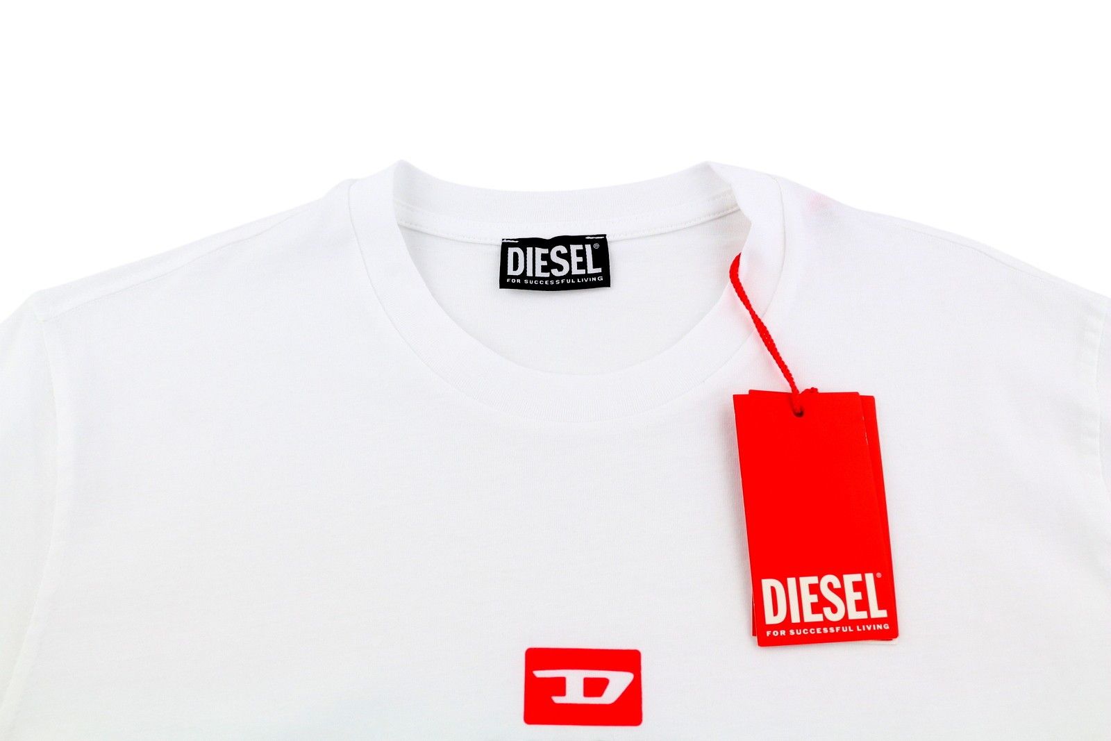 Diesel T-JUST-SMALL-NEW D LOGO L White Crew T-Shirt 41174 Size US L / EU 52-54 / 3 - 4 Thumbnail