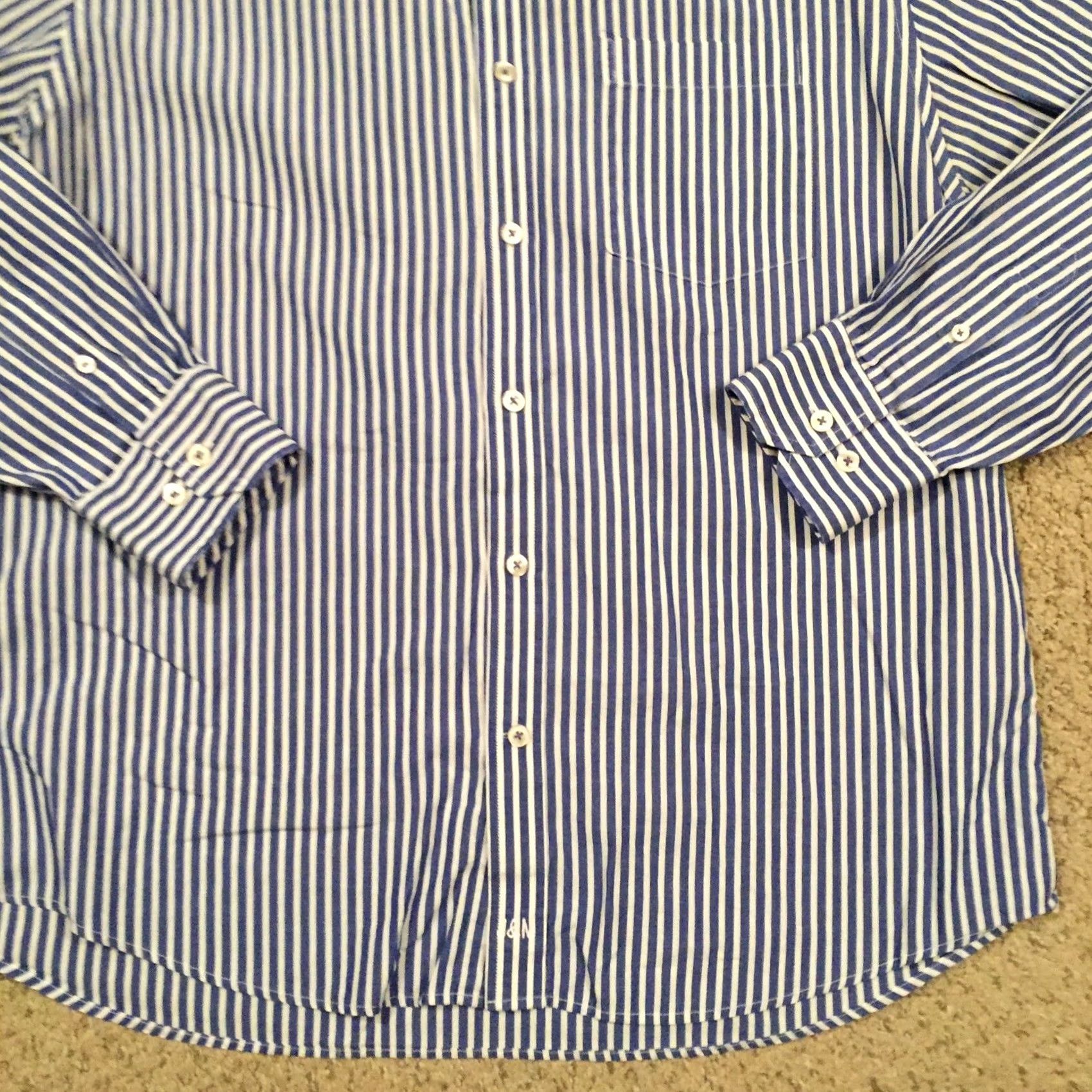 Johnston & Murphy Johnston & Murphy Shirt Mens Large Blue Striped Long Sleeve Button Up Size US XL / EU 56 / 4 - 4 Thumbnail