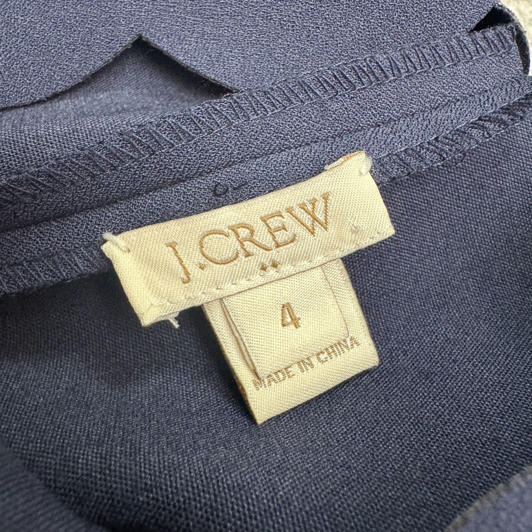 J.Crew J.Crew Scalloped Hem Midi Sheath Dress Womens 4 Navy Blue Sleeveless Stretch Size S / US 4 / IT 40 - 7 Thumbnail