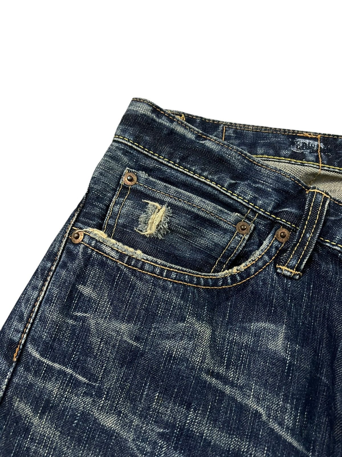 Japanese Brand Edwin 503 Flare Distressed Mud Wash Bootcut Jean Very Rare Size US 32 / EU 48 - 8 Thumbnail