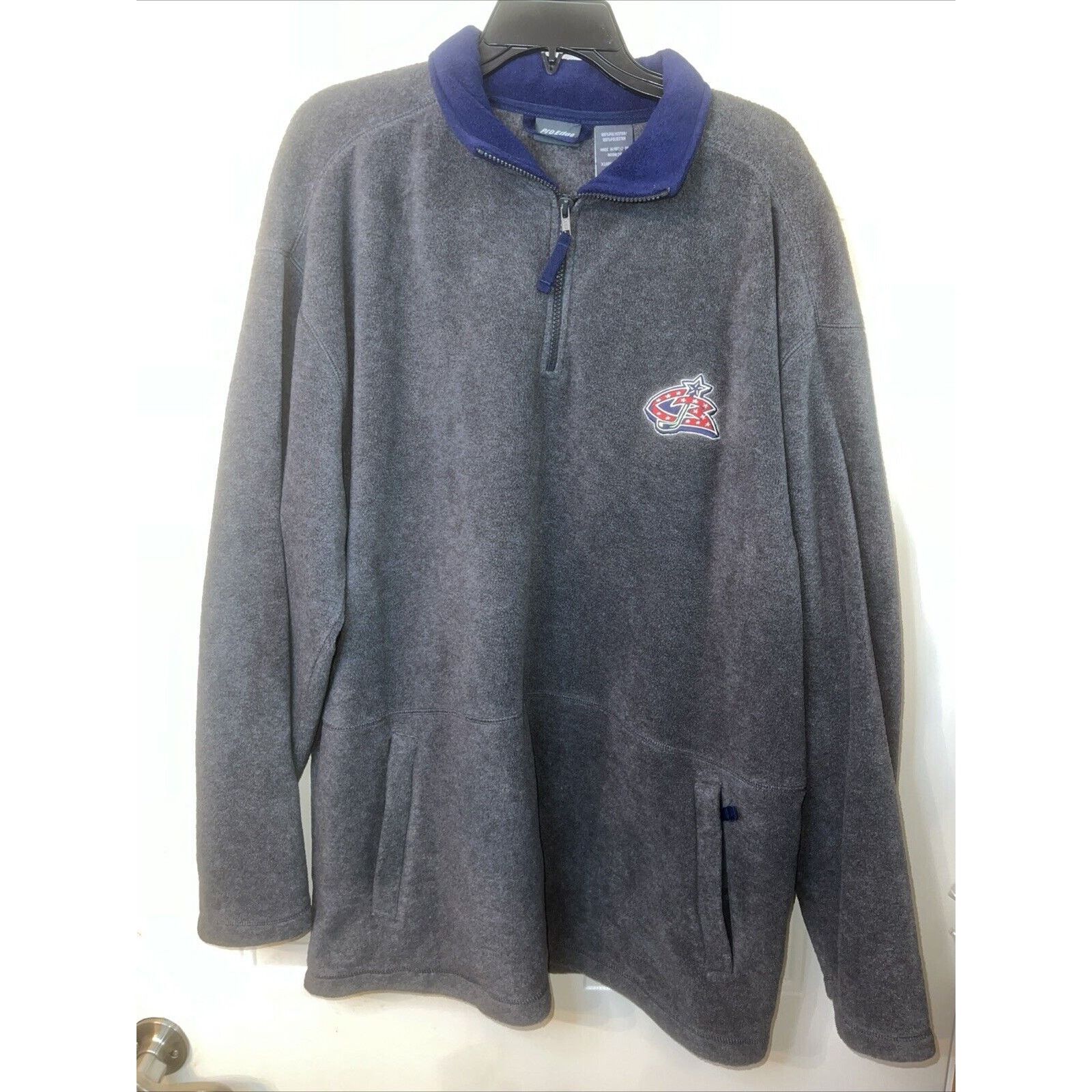 NHL Columbus Blue Jackets Men’s Sweater 1/4 Zip Fleece XL Gray Size US XL / EU 56 / 4 - 2 Thumbnail