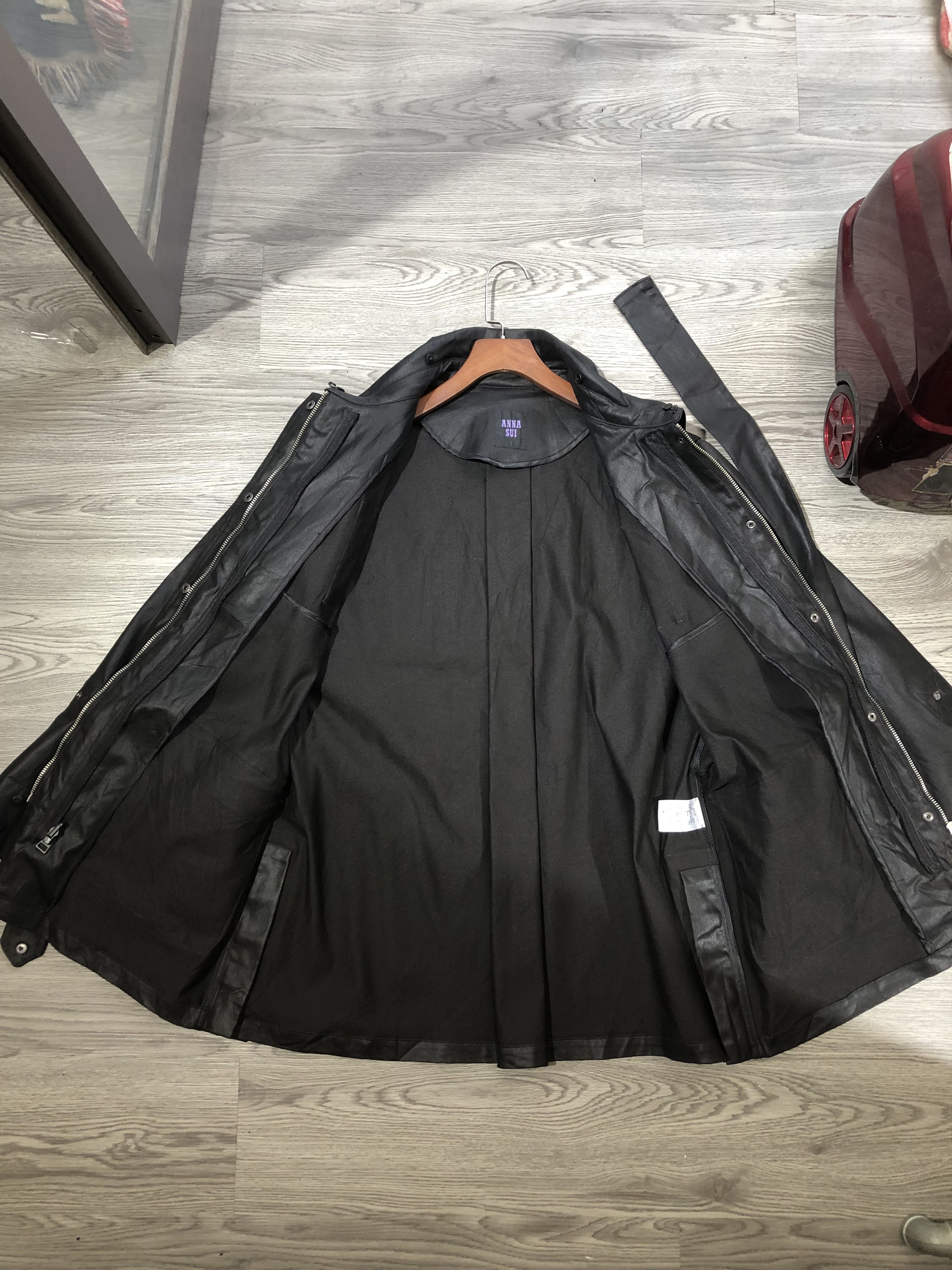 Anna Sui Vintage Anna Sui Waxed Cotton Belted Jacket Coat Black Size L / US 10 / IT 46 - 3 Thumbnail