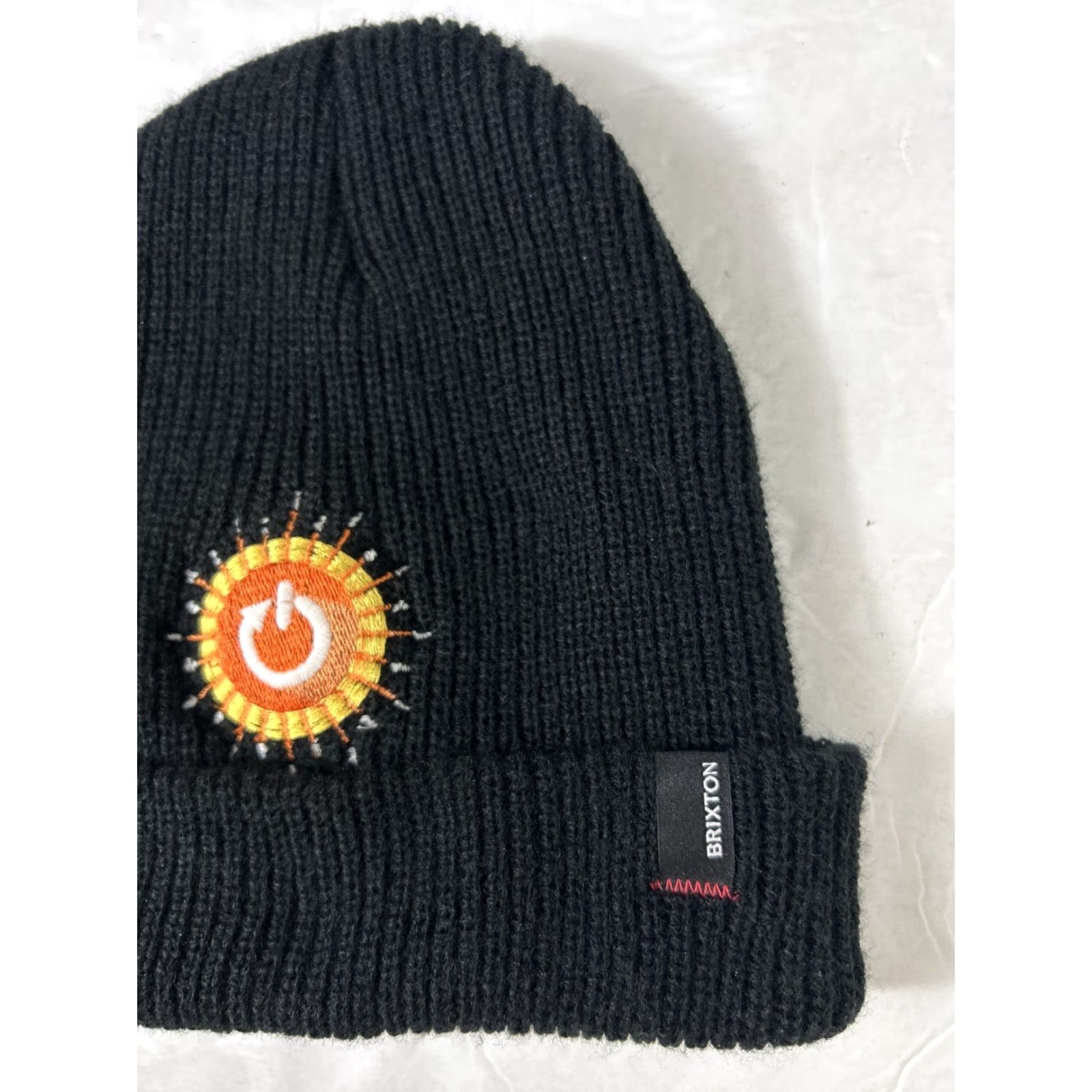Brixton VINTAGE Brixton Knit Beanie Acrylic Embroidered Power Button Black Size ONE SIZE - 2 Thumbnail