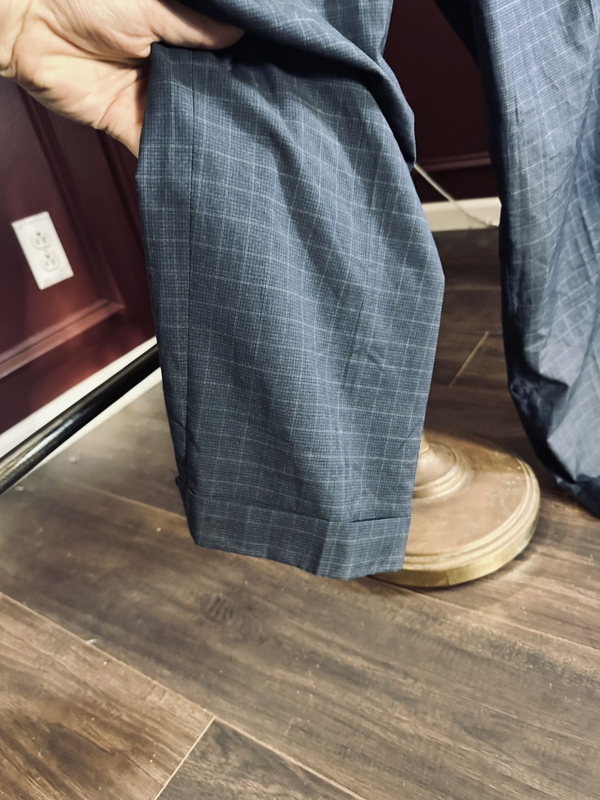RRL Ralph Lauren Double RL blue plaid Egyptian flat front pants trousers Size US 37 - 3 Thumbnail