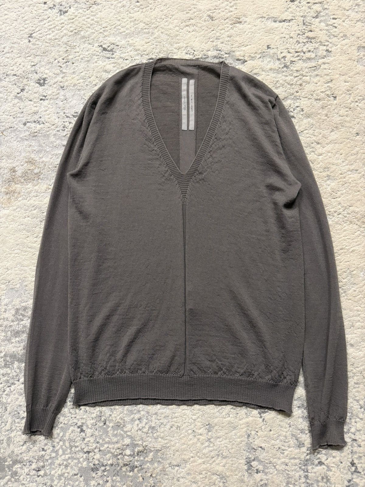 Rick Owens FW19 Larry Mainline Knit V-Neck Long Sleeve Size US S / EU 44-46 / 1 - 1 Thumbnail