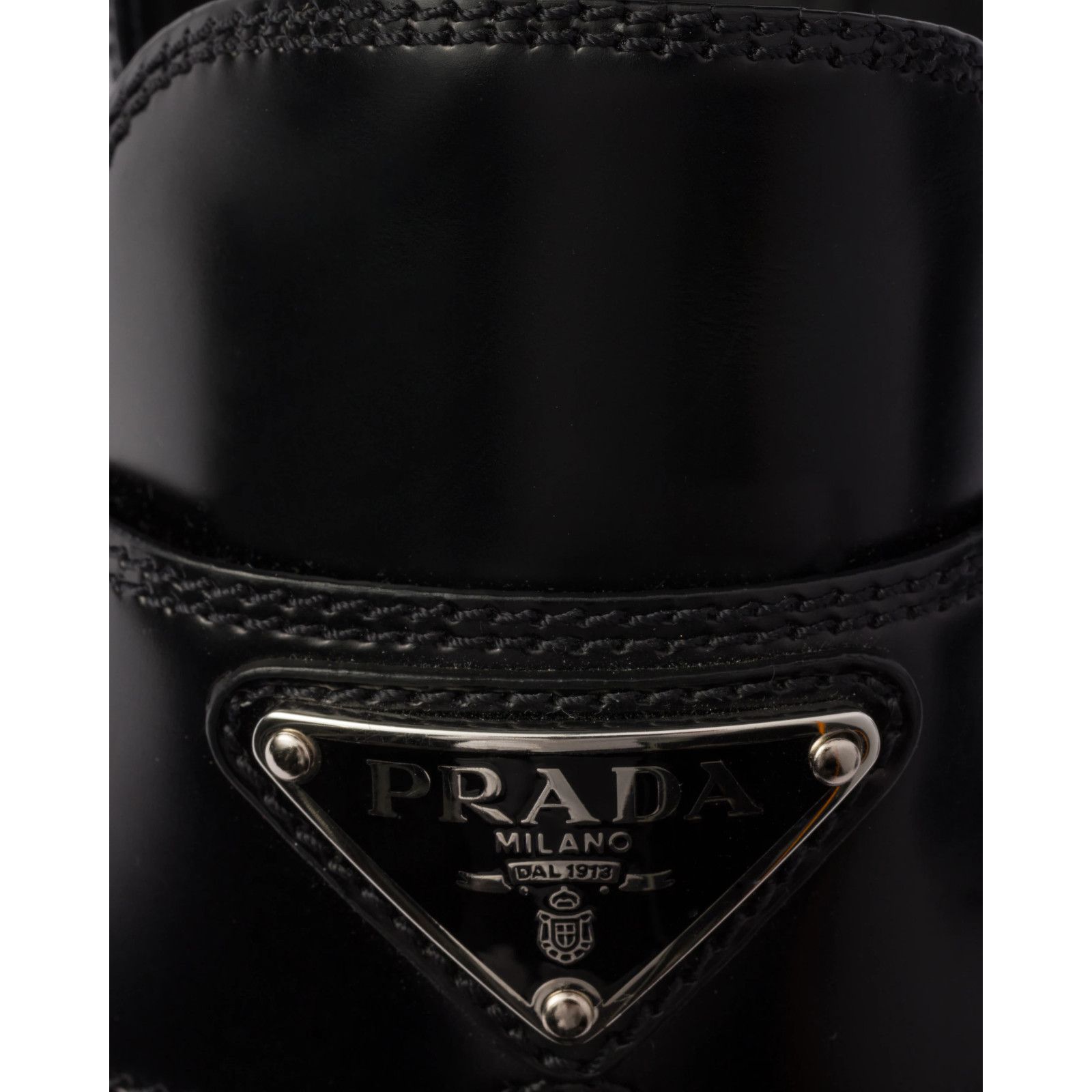 Prada Prada Chocolate Black Brushed Leather Silver Logo Platform Size US 10 / IT 40 - 10 Thumbnail