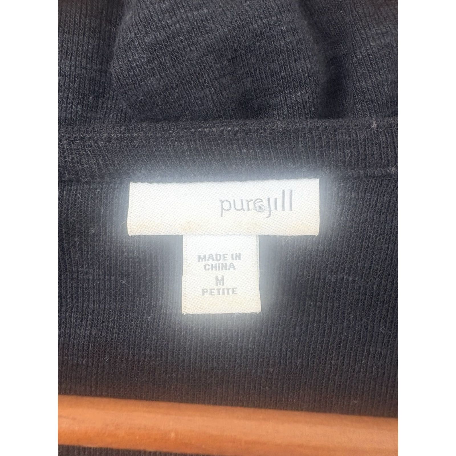 Vintage Pure Jill Black Knit Cardigan Womens Petite M Open Front Lightweight Size M / US 6-8 / IT 42-44 - 7 Thumbnail