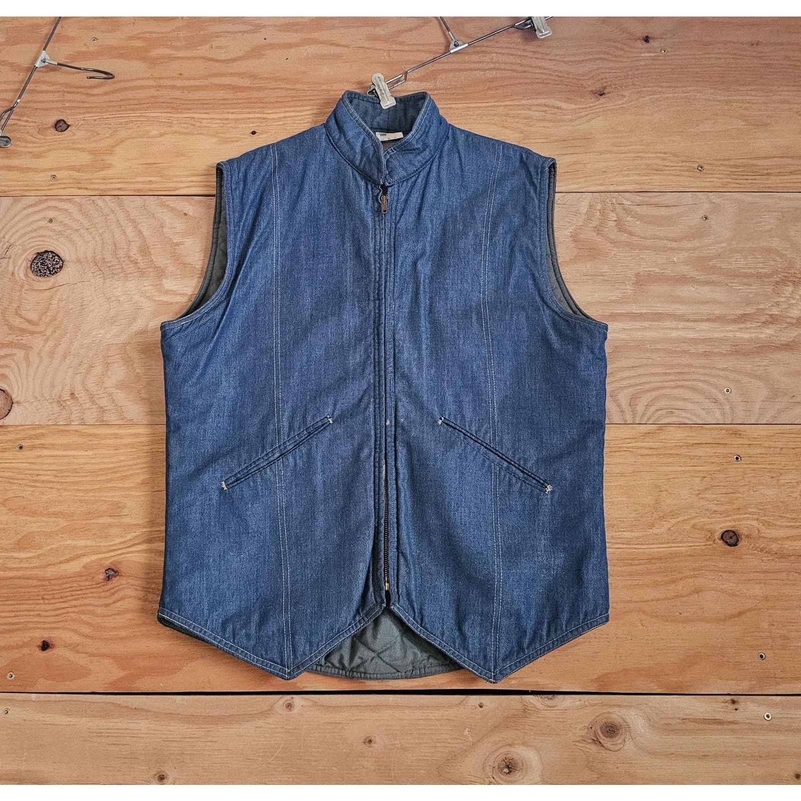 Other Workrite Quilt-Lined Denim Vest Blue Denim Zip Up Sz M 1970s Size US M / EU 48-50 / 2 - 1 Thumbnail