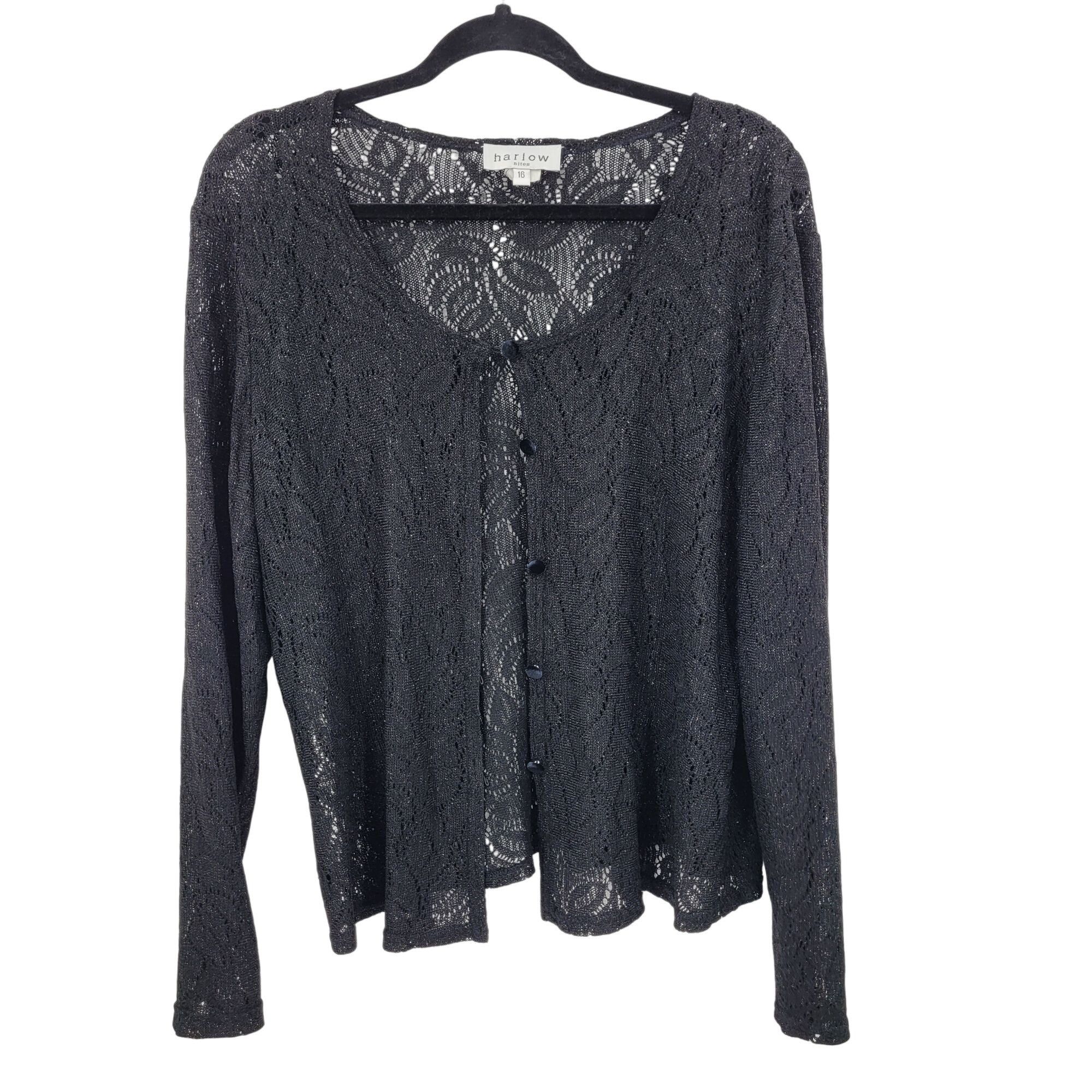 Vintage Vtg Black Lace Cardigan Sweater Button Front Sz 16 Formal Me Size XXL / US 16-18 / IT 52-54 - 10 Thumbnail