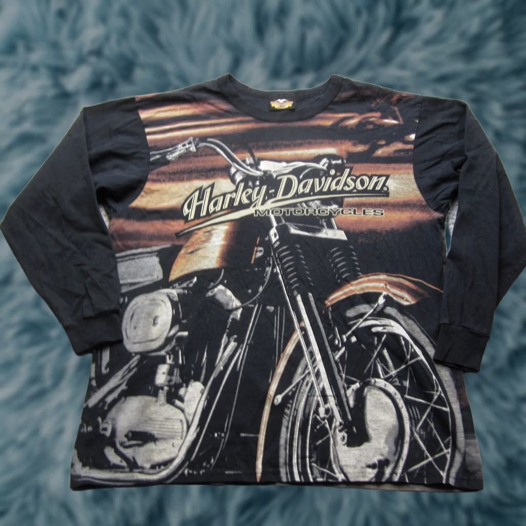 Harley Davidson Vintage Harley Davidson Shirt Mens L AOP Motorcycle Graphic Long Sleeve USA 90s - Big Size Size US L / EU 52-54 / 3 - 1 Thumbnail