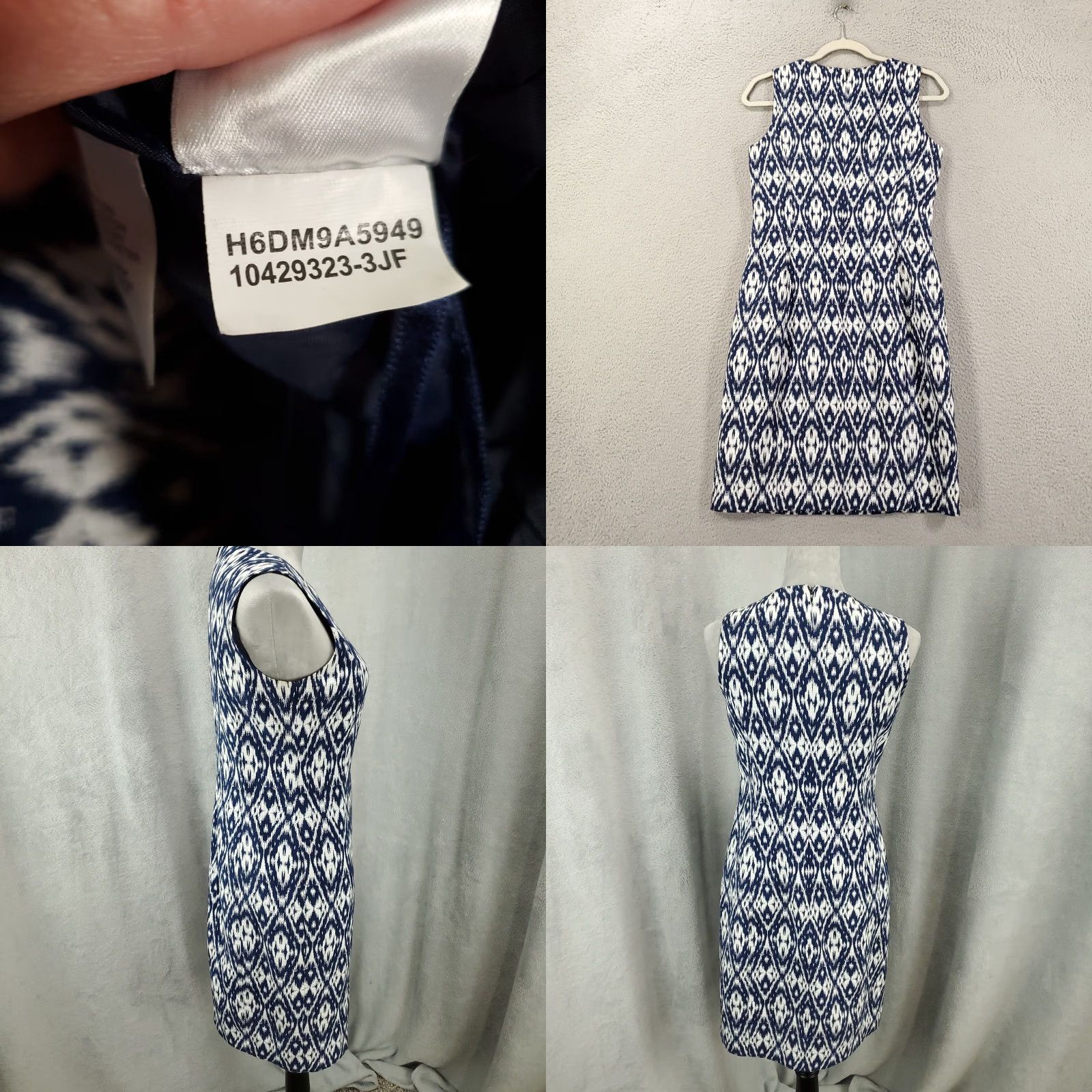 Anne Klein Womens Anne Klein Dress Shift Tank Dress Geometric Blue White Lined Sleeveless Size 6 Short N/A? Size M / US 6-8 / IT 42-44 - 8 Thumbnail