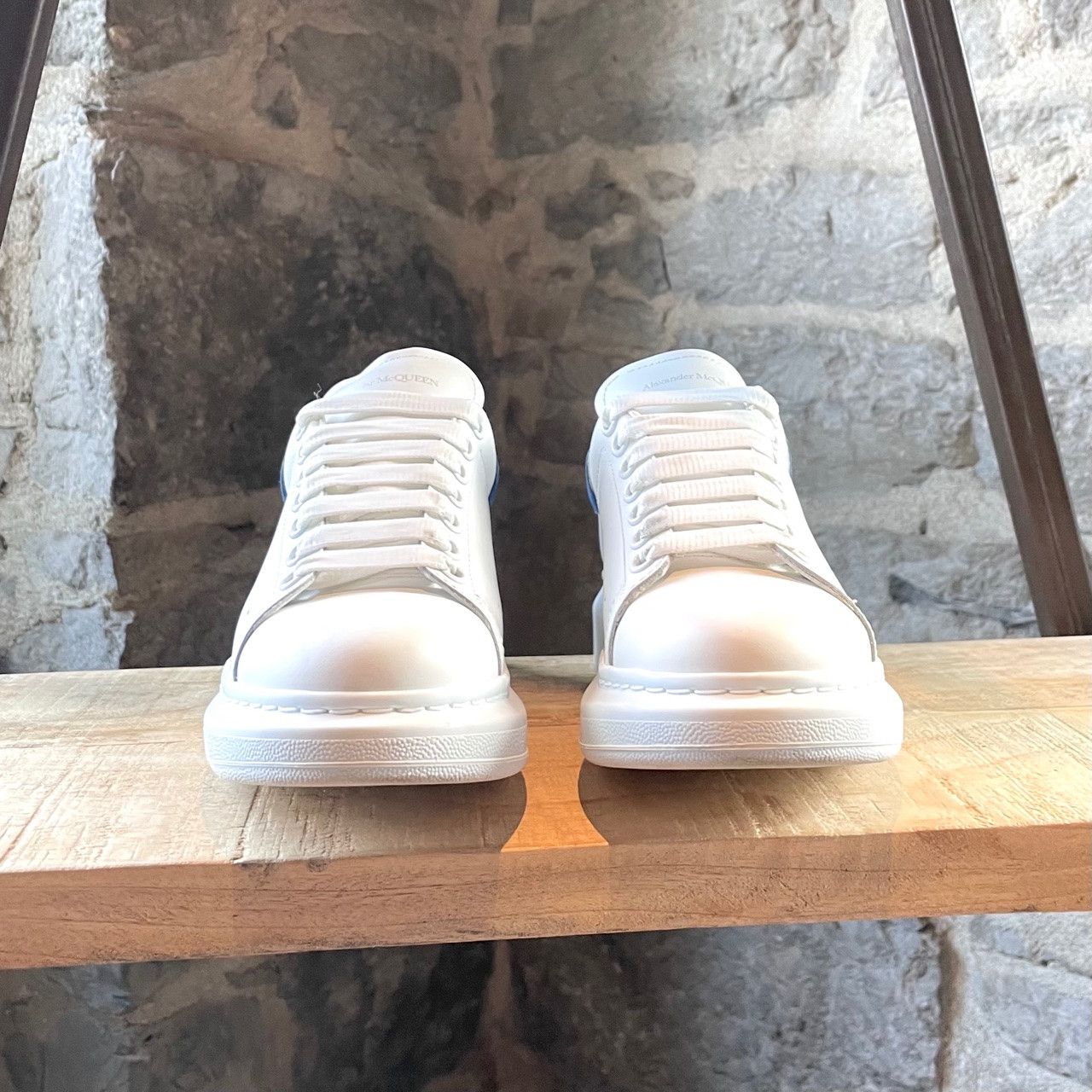 Alexander McQueen Alexander McQueen White Leather Blue Suede Sneakers Size US 9.5 / IT 39.5 - 3 Thumbnail
