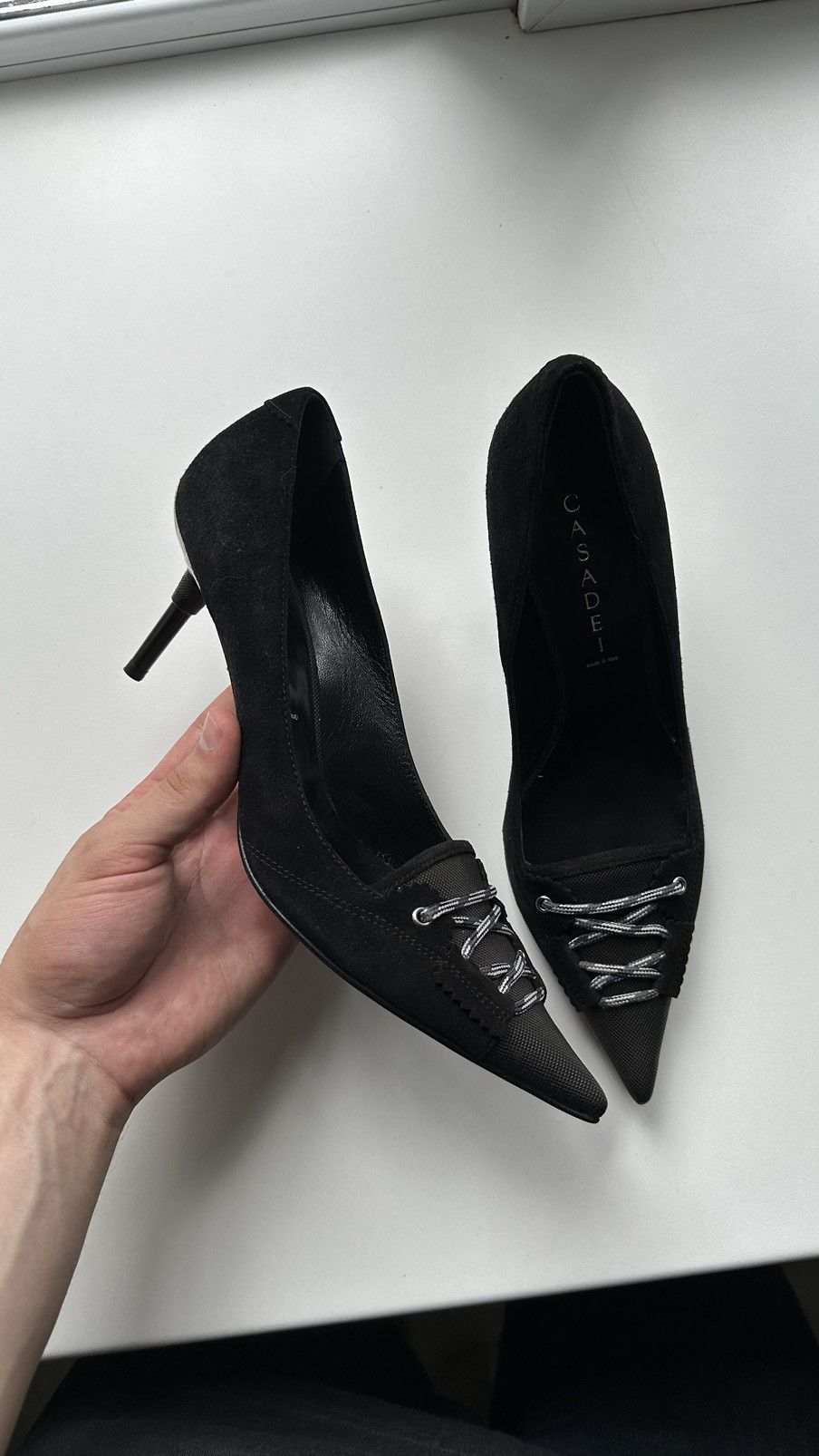 Casadei New Casadei Women Heels Black Suede Size 39 Made In Italy Size US 9.5 / IT 39.5 - 2 Thumbnail
