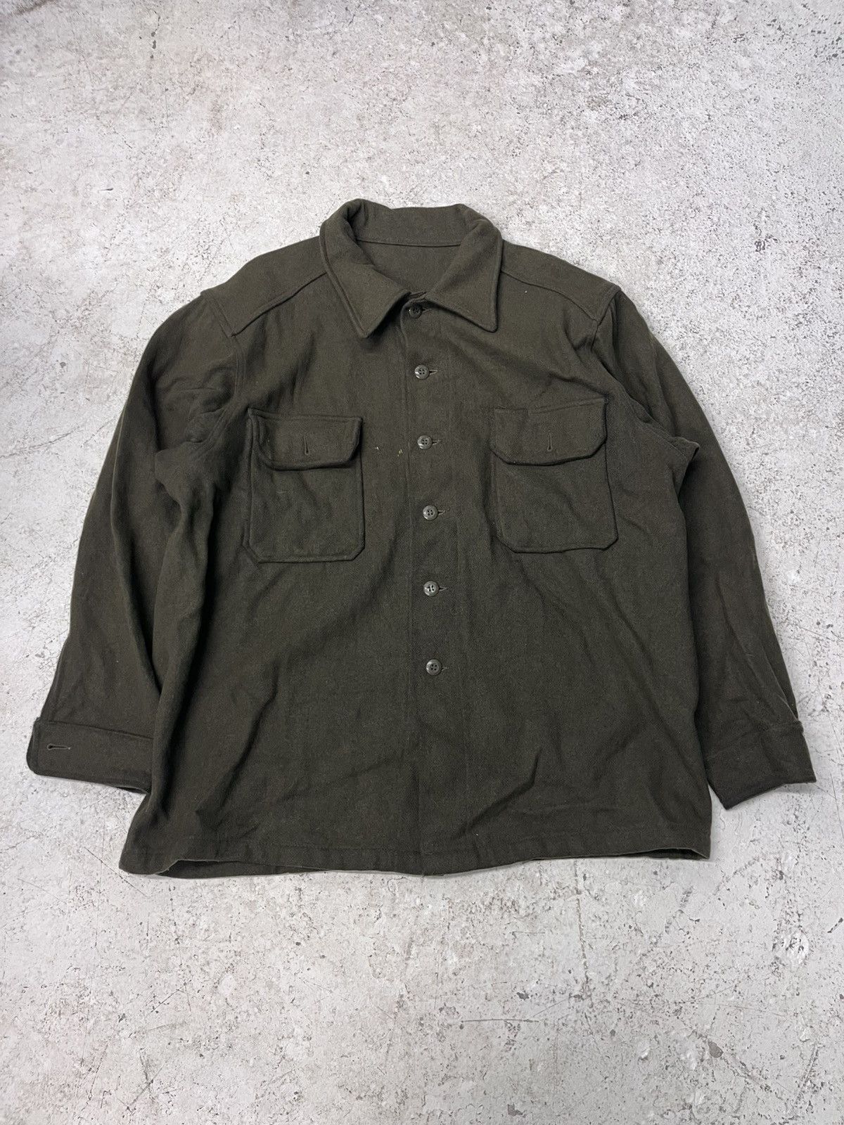 Vintage Vintage military green wool shirt Size US XL / EU 56 / 4 - 2 Thumbnail
