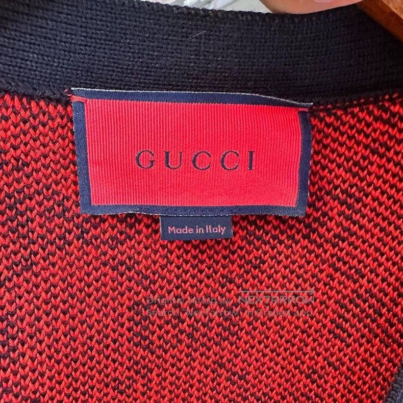 Gucci Red full-printed red-label knitted cardigan coat