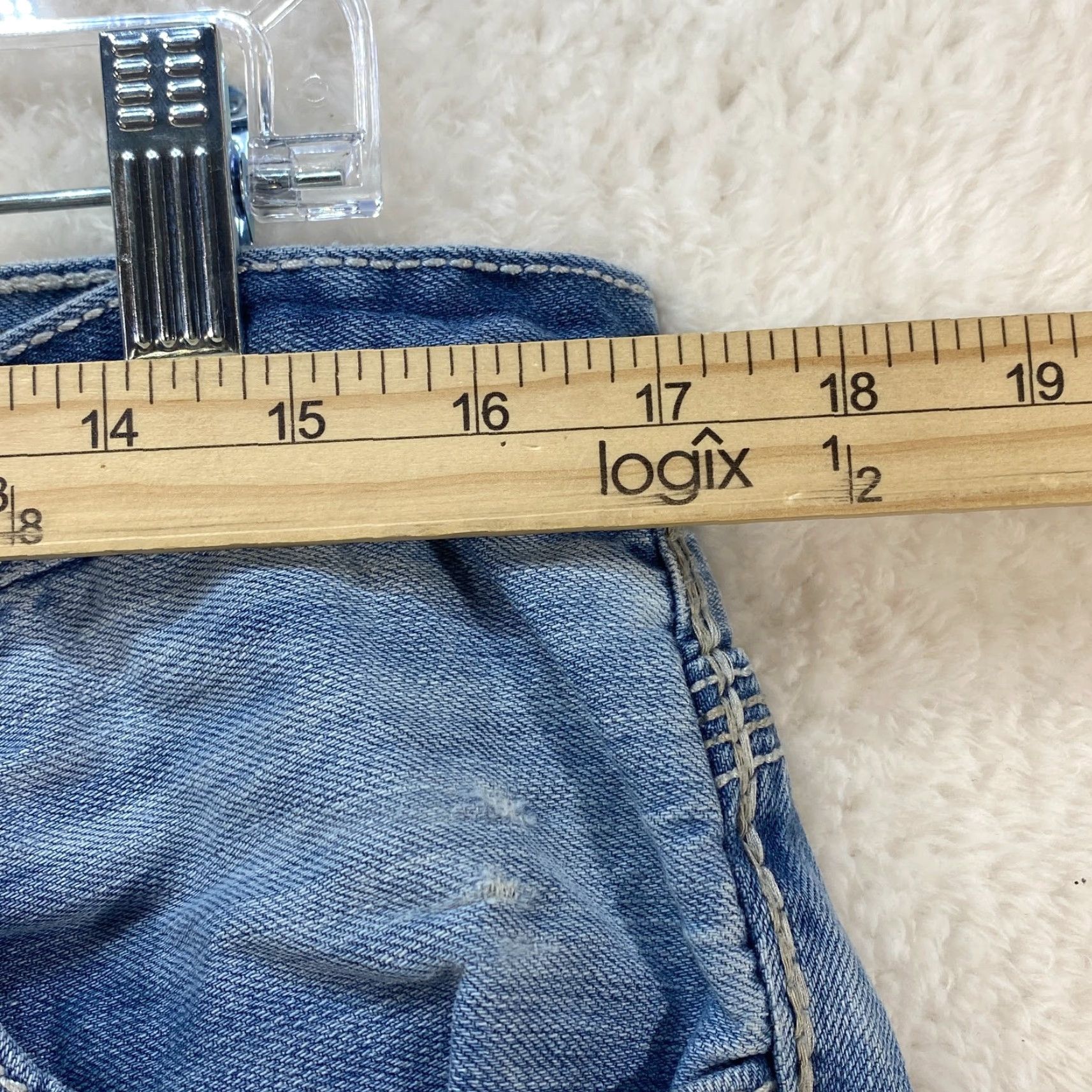 Vintage Buckle Buckle BKE Derek Jeans 34 R Distressed Denim Blue Embroidered Thick Stitch Mens Straight Fit 5-Pocket Design Cotton Denim Size US 34 / EU 50 - 7 Thumbnail