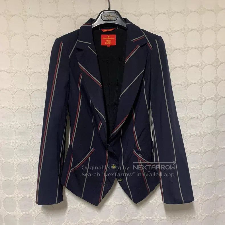 Vivienne Westwood Vivienne Westwood Blue and Black Striped Wool Blazer Size S / US 4 / IT 40 - 4 Thumbnail