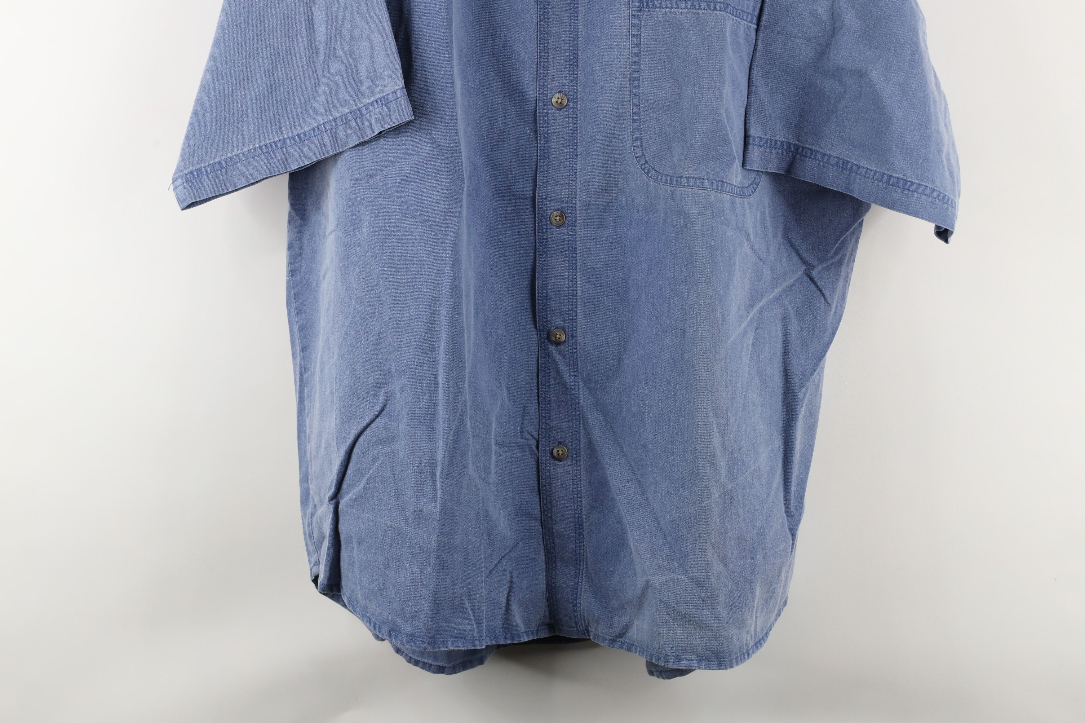 Vintage Vintage 90s Streetwear Short Sleeve Button Shirt Blue Size US L / EU 52-54 / 3 - 3 Thumbnail