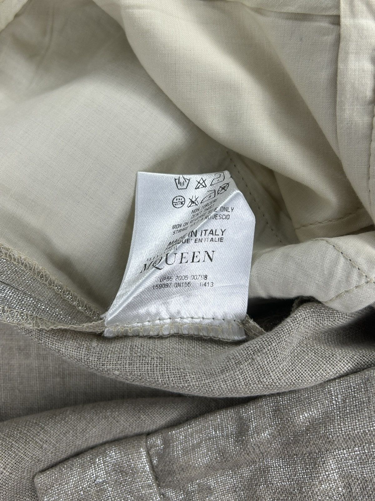 Alexander McQueen S/S 06 Gold Linen Capri Pants Size 26" / US 2 / IT 38 - 10 Thumbnail