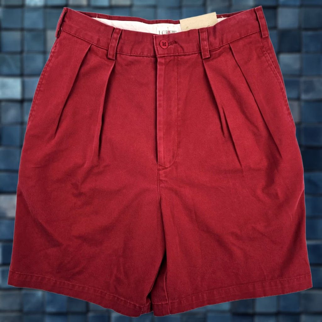 J.Crew VINTAGE J. Crew High Rise Chino Pleated Cotton Shorts Women 29 Cranberry Red 7" Inseam Mens? Size 29" - 1 Thumbnail