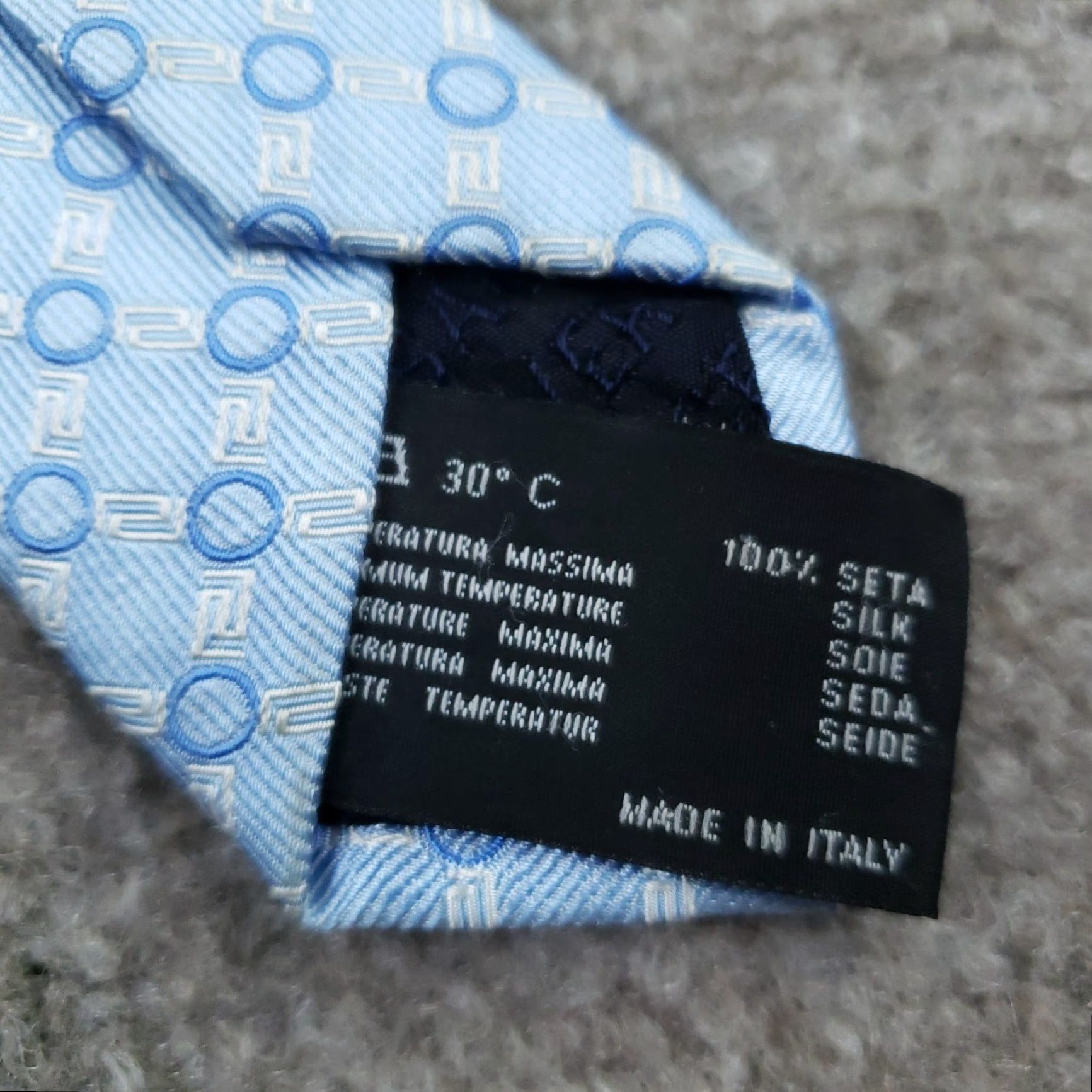 Versace Versace Tie Mens Blue Geometric Woven 100% Silk Designer Necktie Made Italy Z Size ONE SIZE - 5 Thumbnail