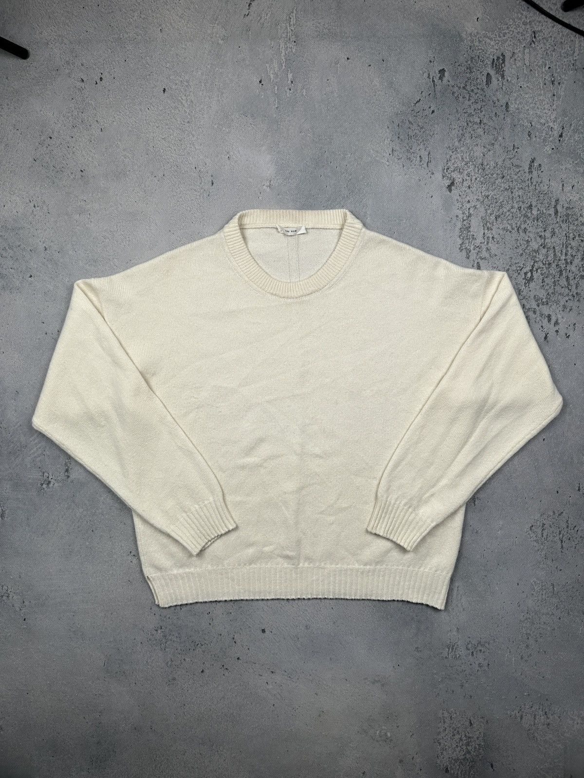 The Row The Row Ivory Cashmere Wool Minimalist Crewneck Lux Sweater Size US XL / EU 56 / 4 - 1 Thumbnail
