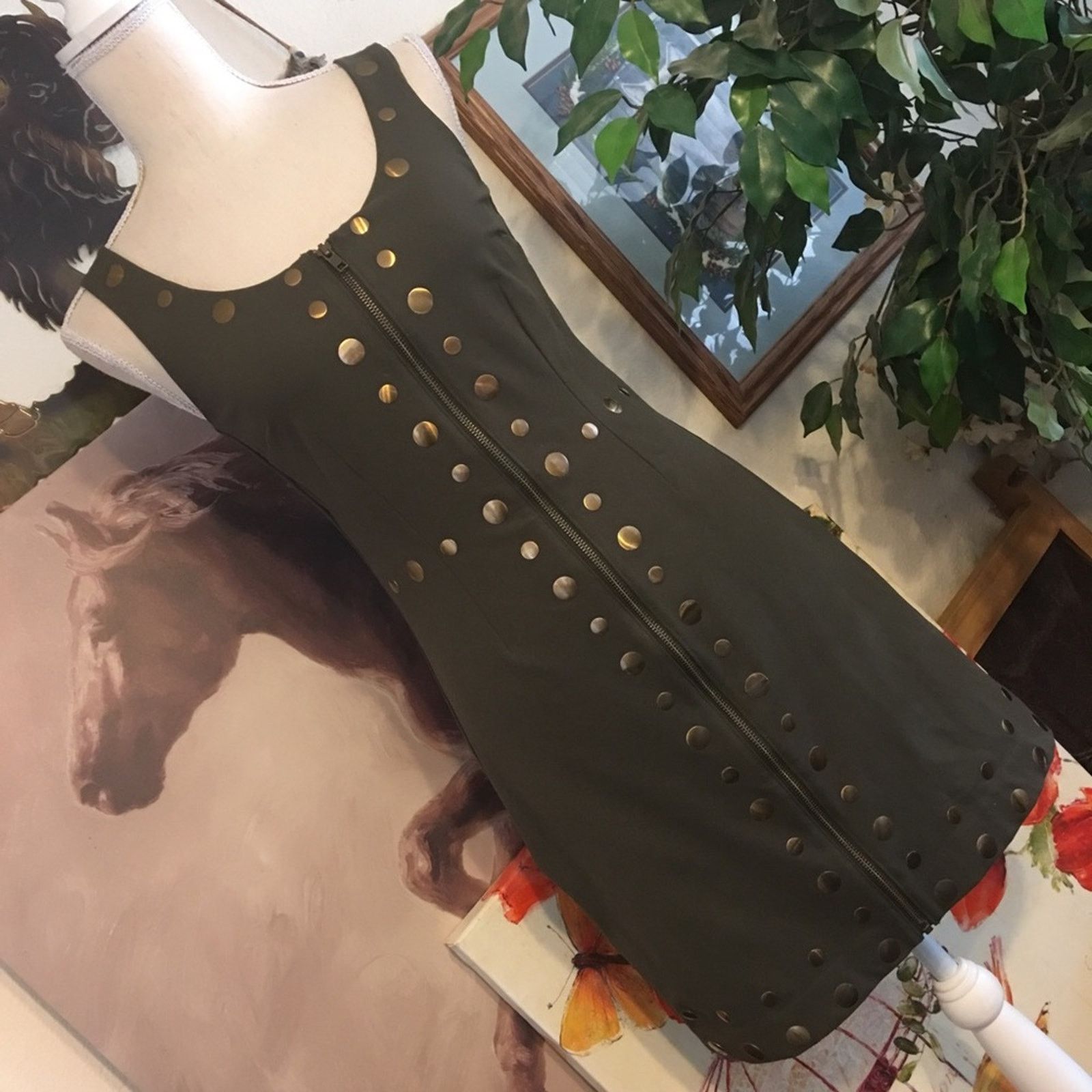 Cynthia Rowley Cynthia Rowley olive green gold medallion dress XS Size XS / US 0-2 / IT 36-38 - 2 Thumbnail