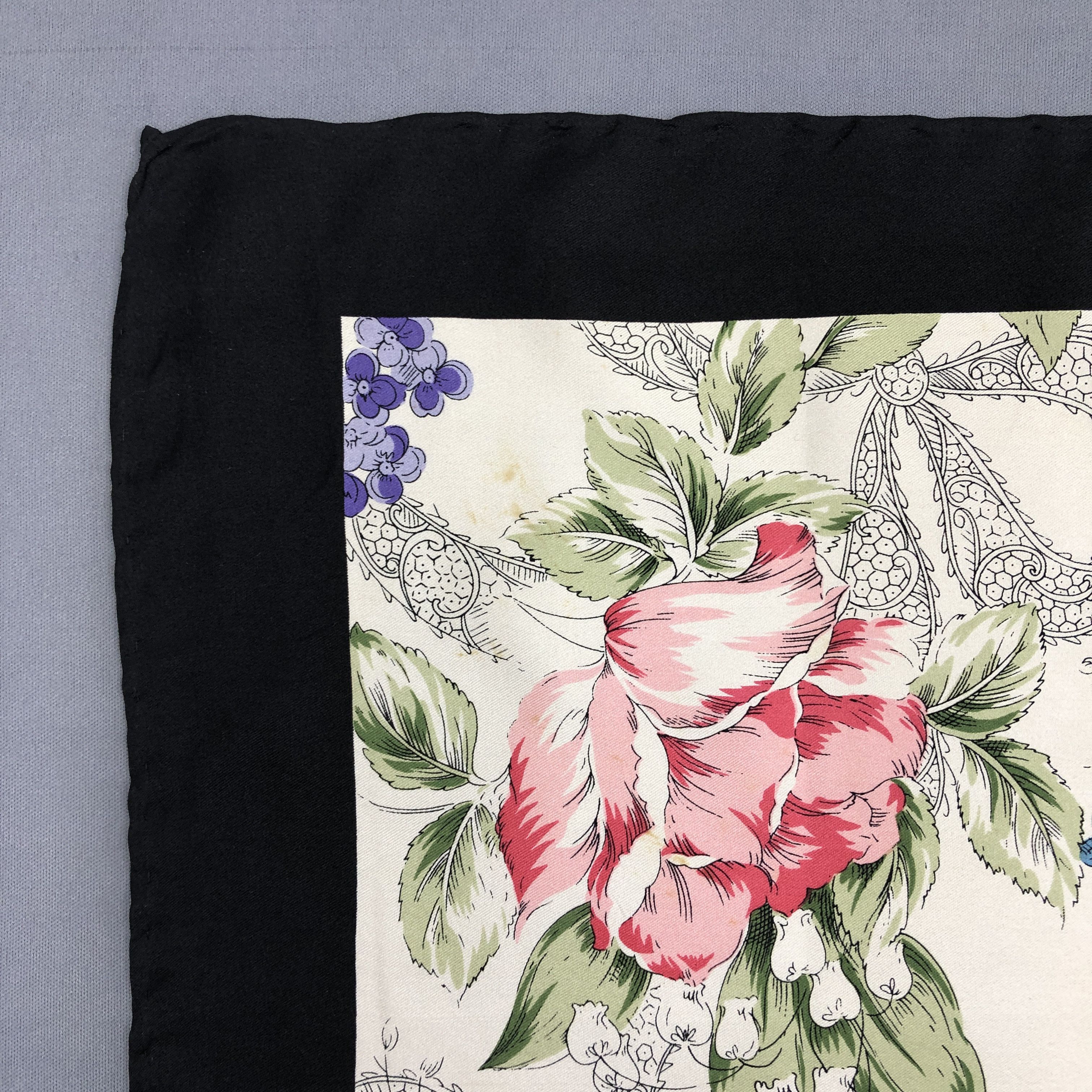 Japanese Brand Vintage Floral English SILK Scarf Twill Stole Wraps Scarves Size ONE SIZE - 4 Thumbnail