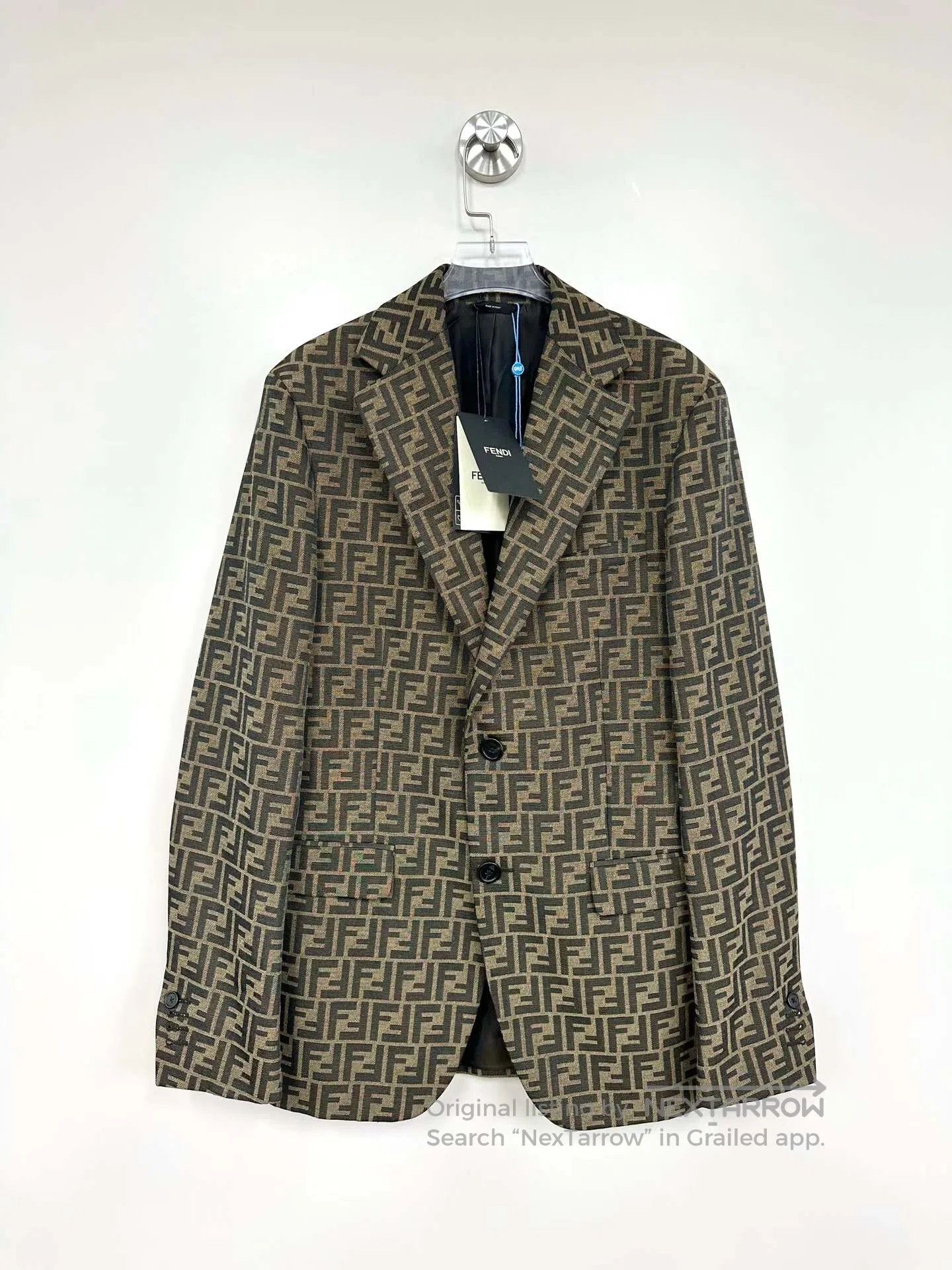 Fendi FENDI Brown Classic Logo Printed Letter Logo Single Breast Size US S / EU 44-46 / 1 - 1 Thumbnail