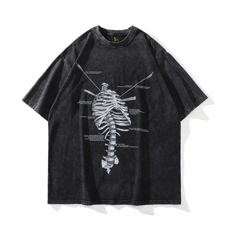 Vintage Streetwear Men Skeleton Oversized Printed Vintage T-Shirt Size US M / EU 48-50 / 2 - 1 Thumbnail