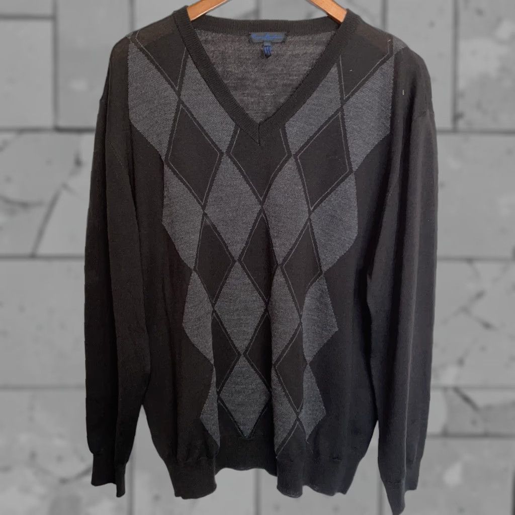 Vintage Enzo Mantovani Sweater V-Neck XL Mens Wool 100% Merino Italy Black Pullover Size US XL / EU 56 / 4 - 1 Thumbnail