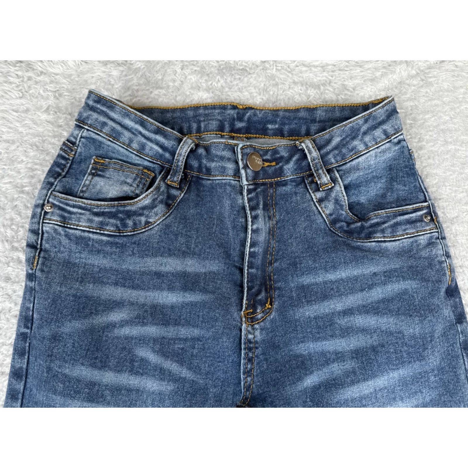 Vintage Vintage Seven7 Women’s Jeans Flared Low Rise Cotton Blend Distressed 22x29 Blue Denim Size 40" / US 18 - 4 Thumbnail