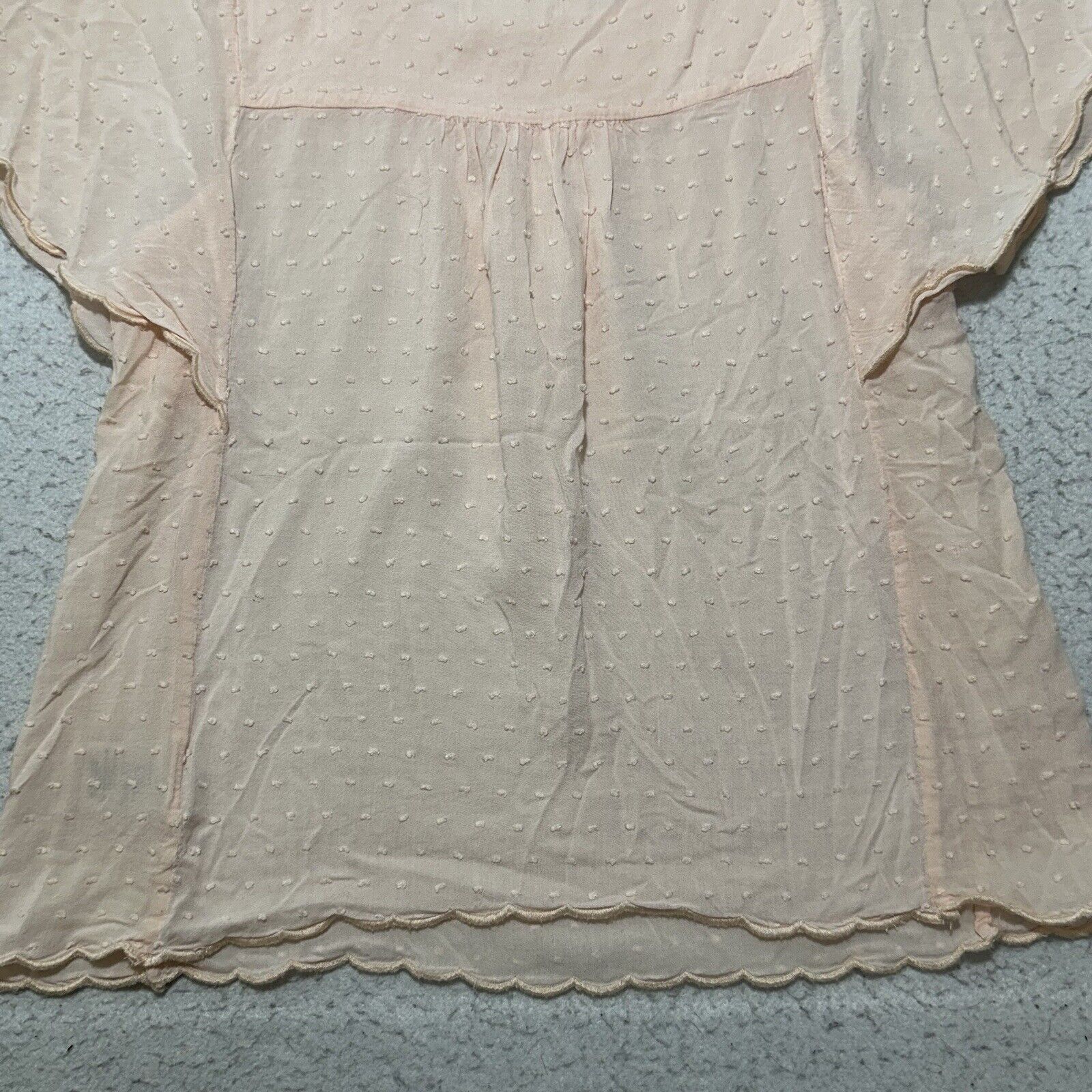Other Anthropologie Maeve 2 Flutter Sleeve Pink Swiss Dot Scallop Size XS / US 0-2 / IT 36-38 - 12 Thumbnail