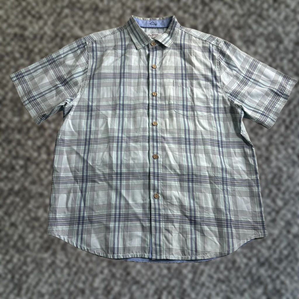 Tommy Bahama Tommy Bahama Shirt Mens The Coconut Point Plaid Short Sleeve Button-Up Blue Casual L Regular Button-Down Collared Size US 33 - 1 Thumbnail