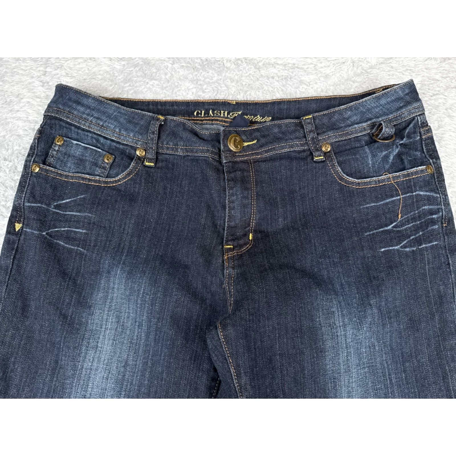 Denime Clash Jeans Womens 15 Blue Dark Denim Bootcut Mid Rise Cotton 33x31 Size 36" / US 14 / IT 50 - 4 Thumbnail