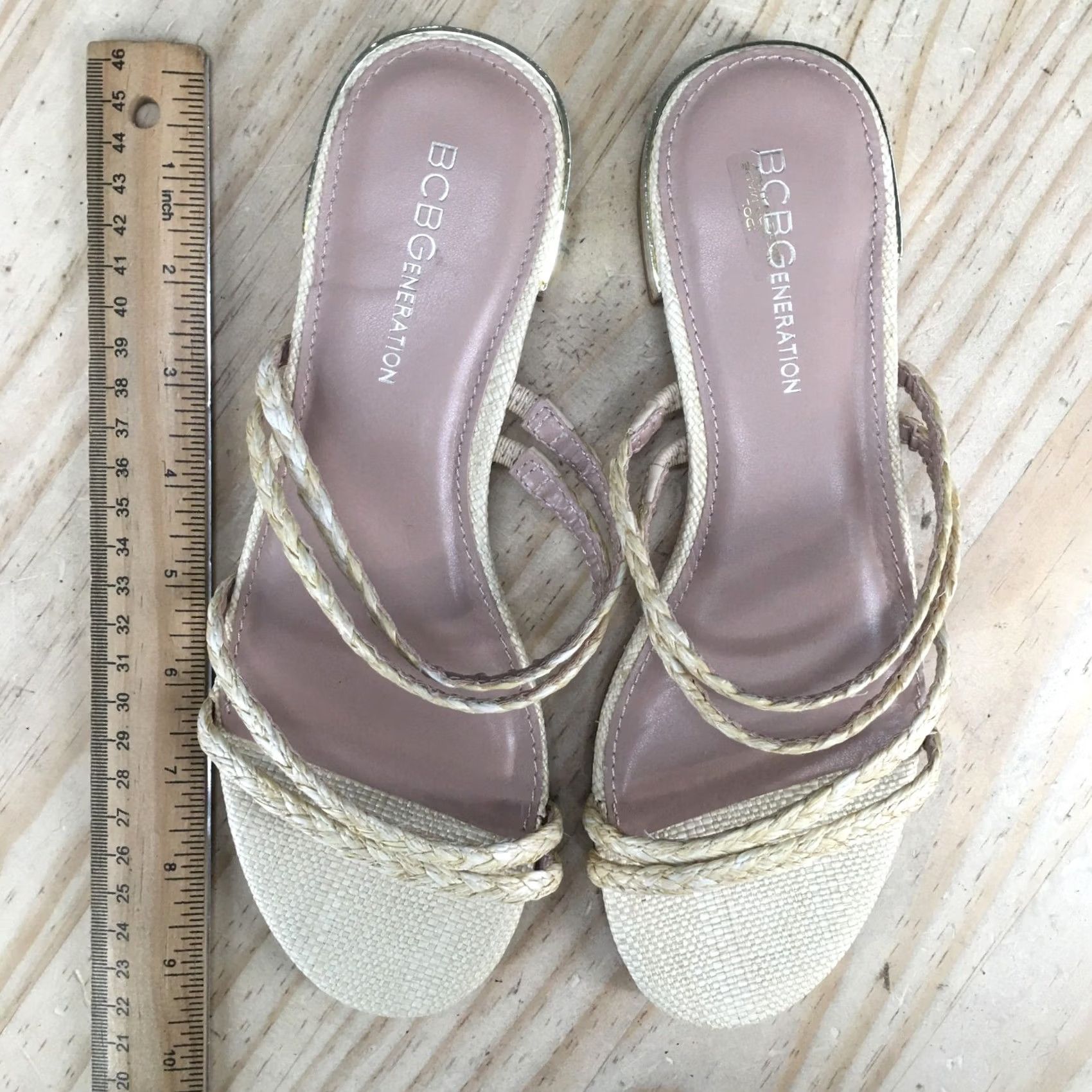 BCBGeneration BCBGeneration Sandals Womens 7 M Dexii Slip On Slides Beige Casual Braided Size US 7 / IT 37 - 5 Thumbnail