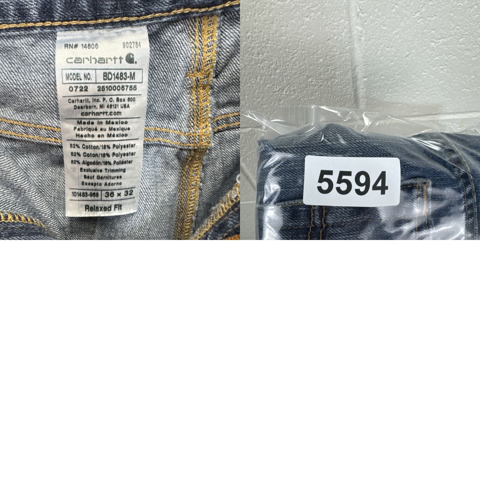 Carhartt Carhartt Jeans Relaxed Fit Mens 36x32 Medium Blue Denim 101483-968 Size US 36 / EU 52 - 10 Thumbnail