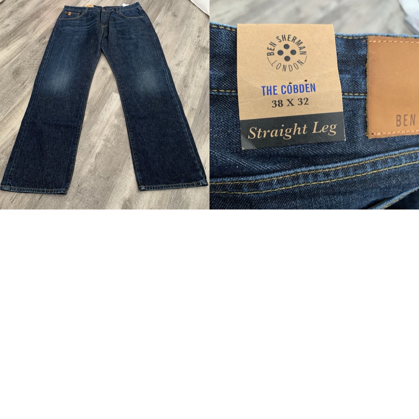 Ben Sherman Ben Sherman Jeans Slim Straight 38x32 Mens Blue Denim Button Fly 5-Pocket Grunge Style Size US 38 / EU 54 - 8 Thumbnail