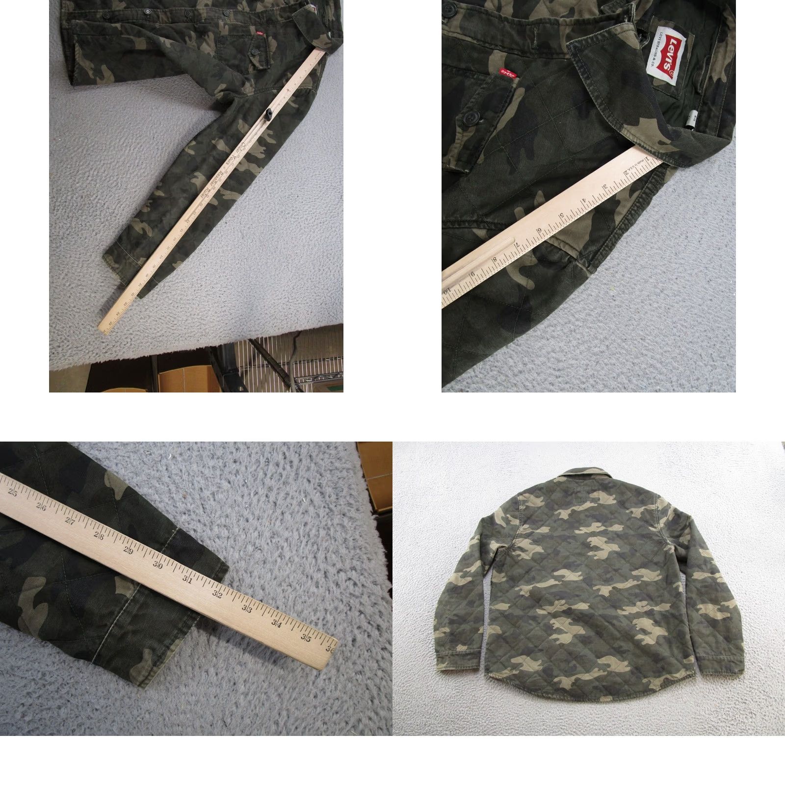 Levi's Levis Jacket Full Zip Mens XL Woodland Camo Quilted Collared Outdoors Military Jacket Colorful Camouflage Pattern Wool- Size US XL / EU 56 / 4 - 8 Thumbnail